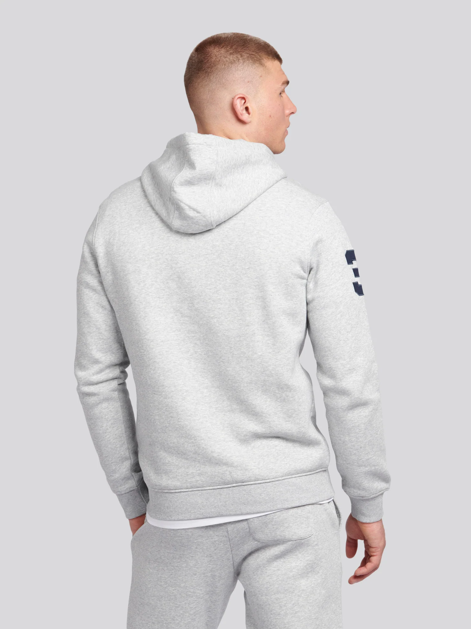 Mens Player 3 Hoodie in Mid Grey Marl - Image 4