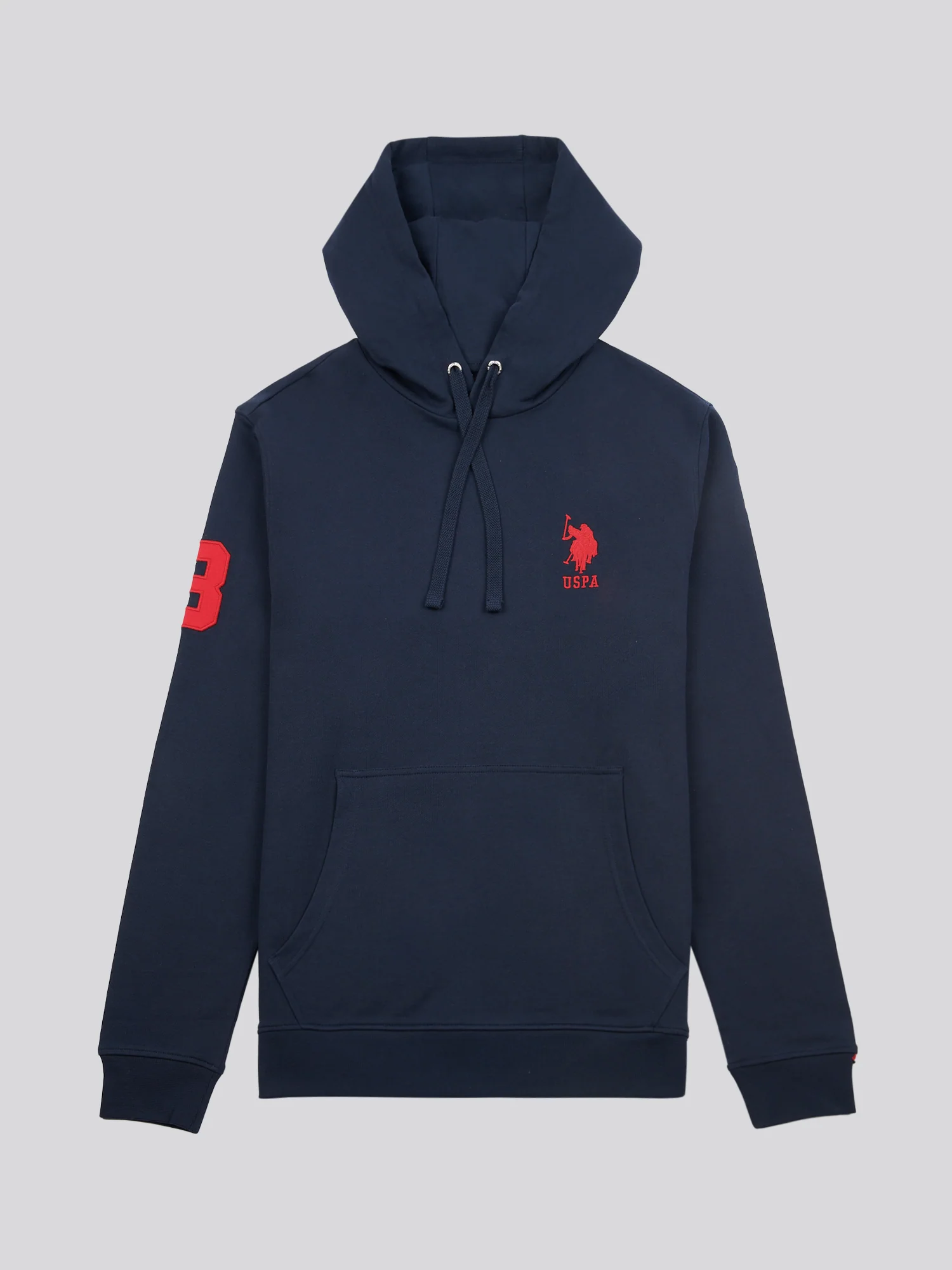 Mens Player 3 Loopback Hoodie in Dark Sapphire Navy / Haute Red DHM - Image 6