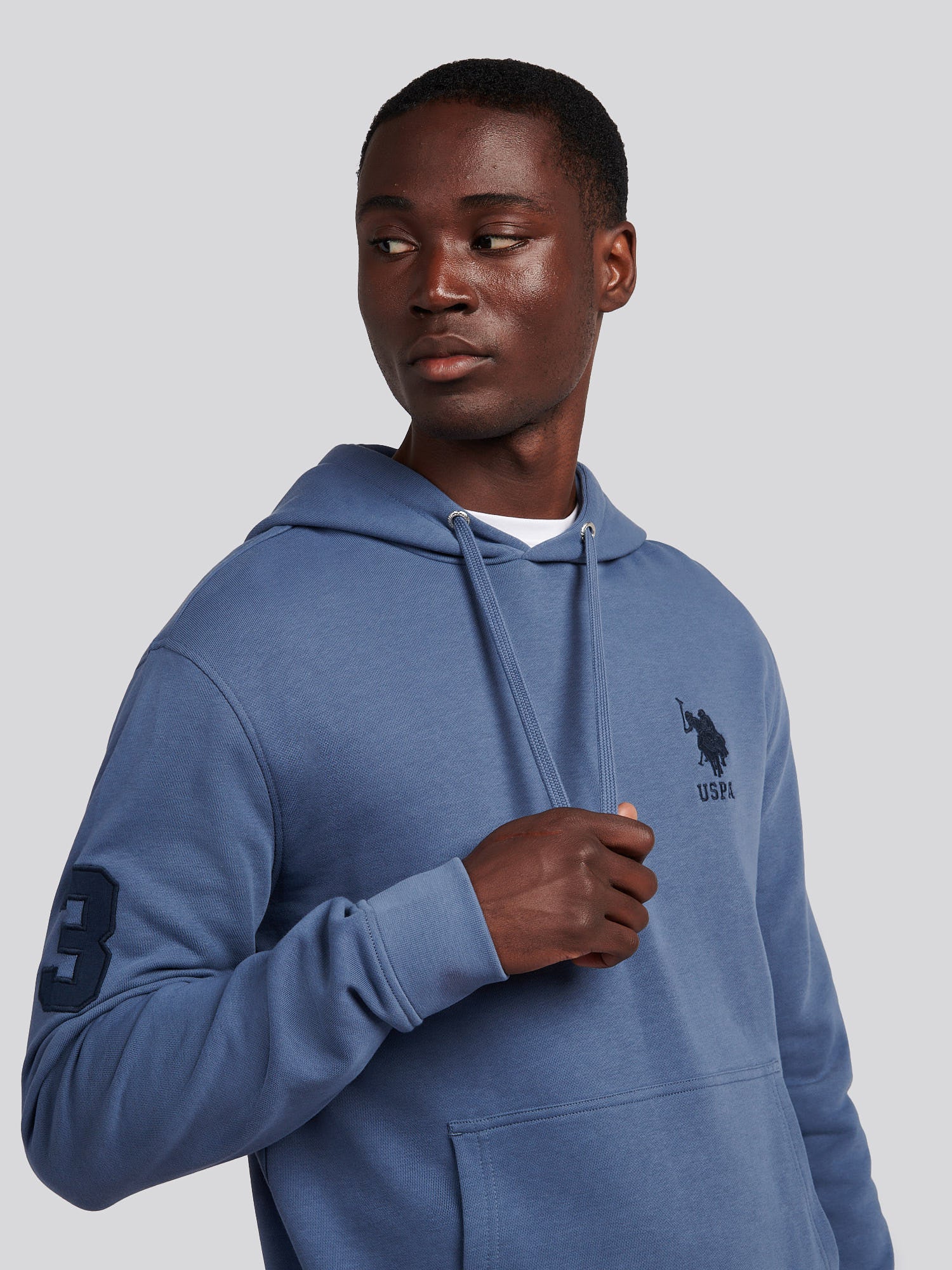 Mens Player 3 Loopback Hoodie in Vintage Indigo - Image 2