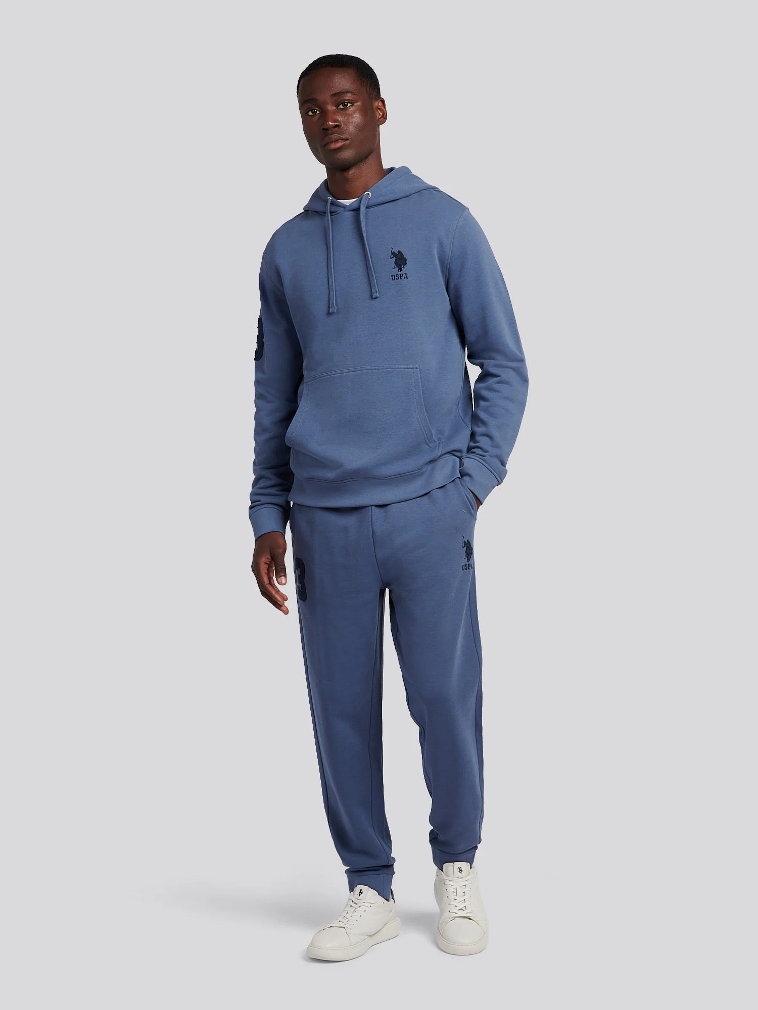 Mens Player 3 Loopback Hoodie in Vintage Indigo - Image 4