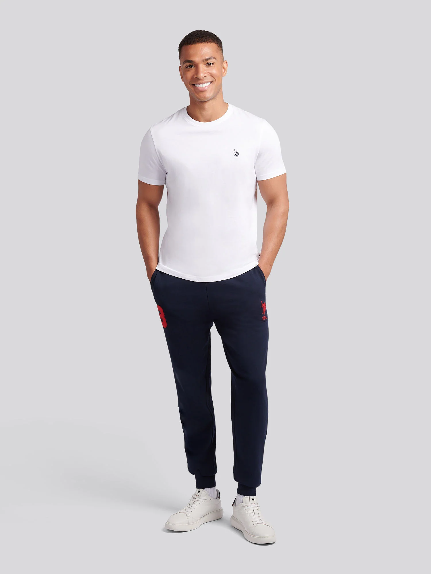 Mens Player 3 Loopback Jogger in Dark Sapphire Navy / Haute Red DHM - Image 4