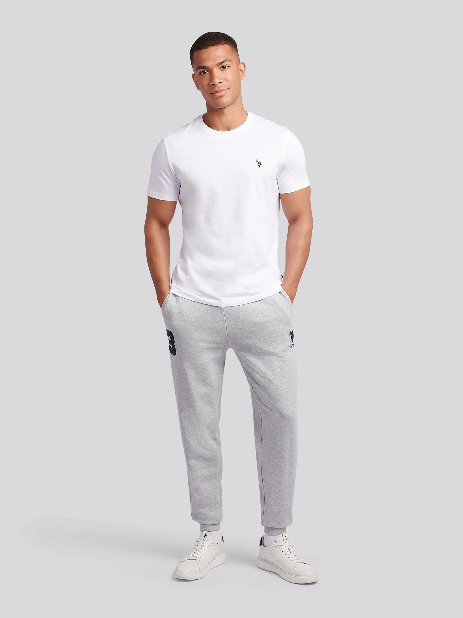 Mens Player 3 Loopback Jogger in Mid Grey Marl - Image 4