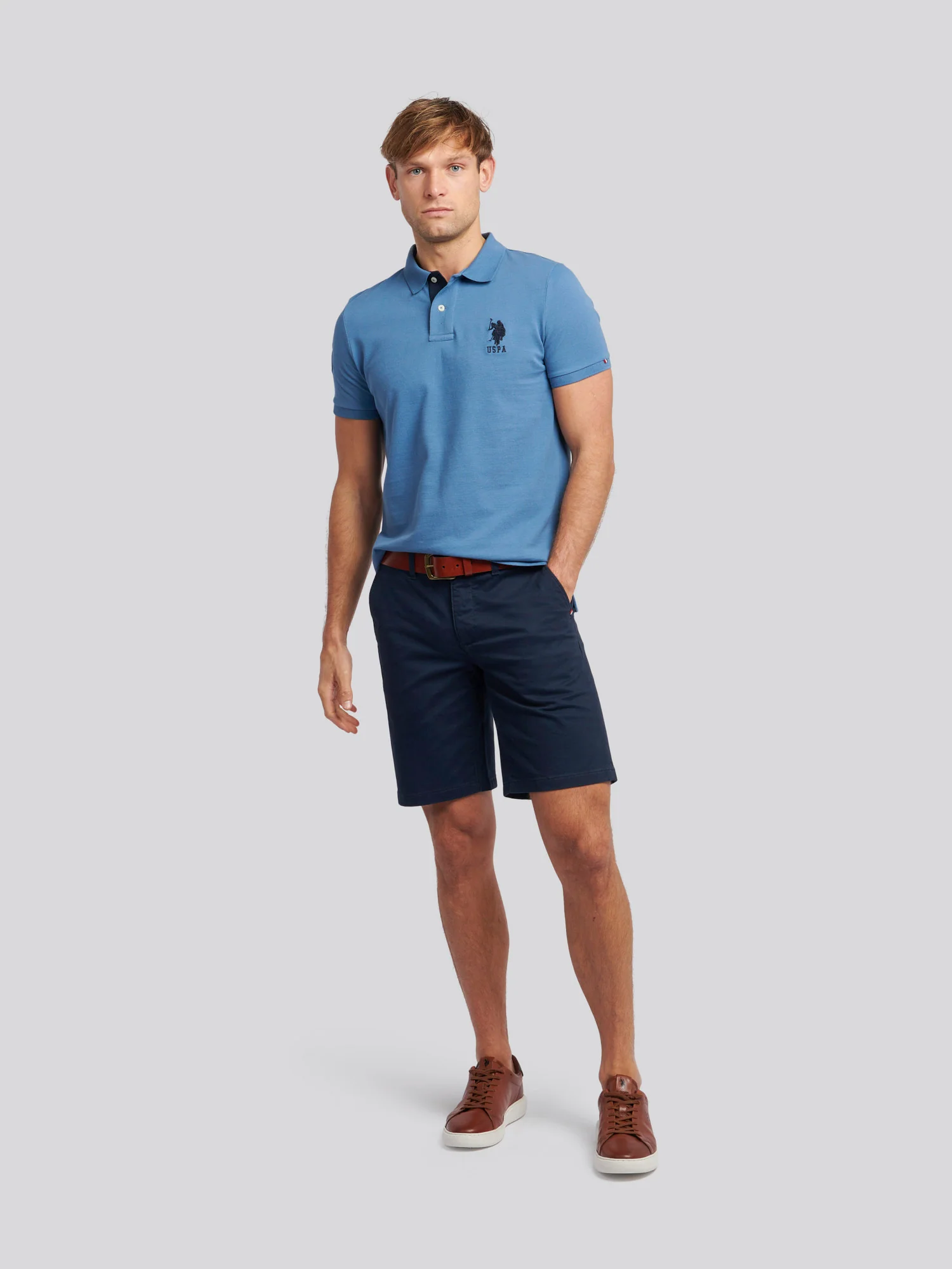 Mens Player 3 Polo Shirt Blue Horizon - Image 3