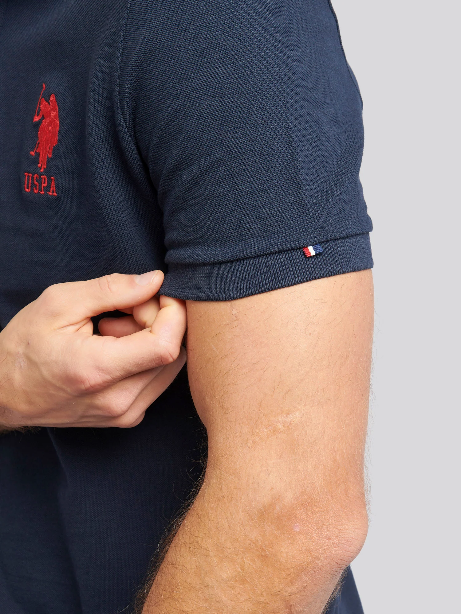 Mens Player 3 Polo Shirt Dark Sapphire Navy / Haute Red DHM - Image 5