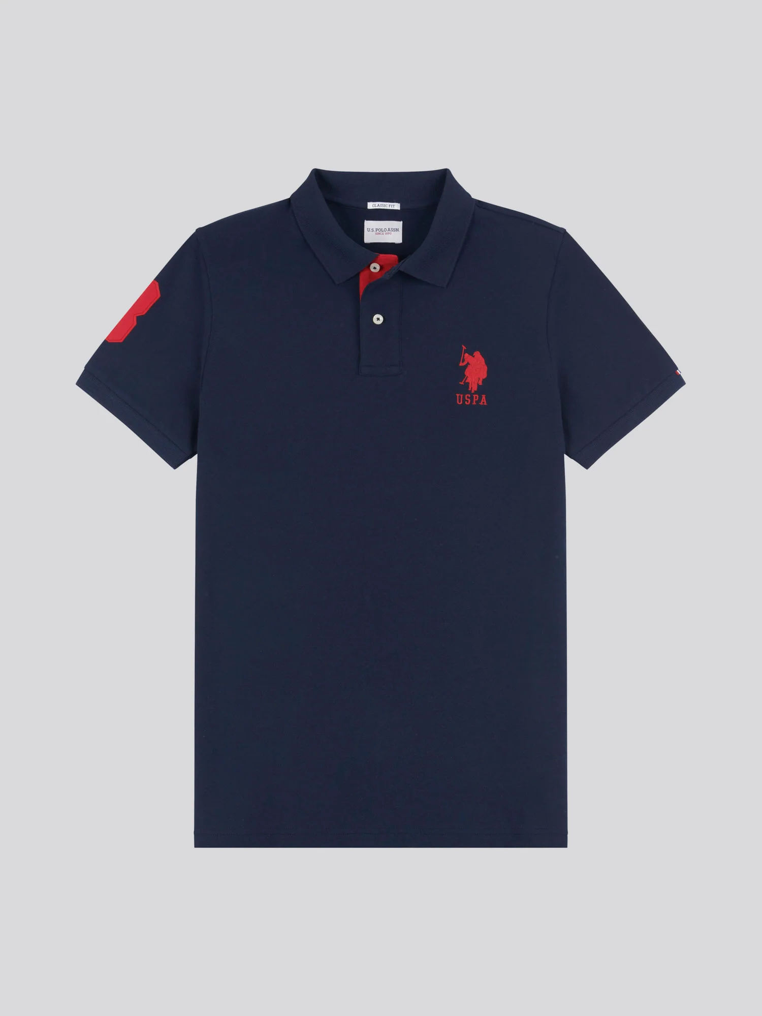 Mens Player 3 Polo Shirt Dark Sapphire Navy / Haute Red DHM - Image 6