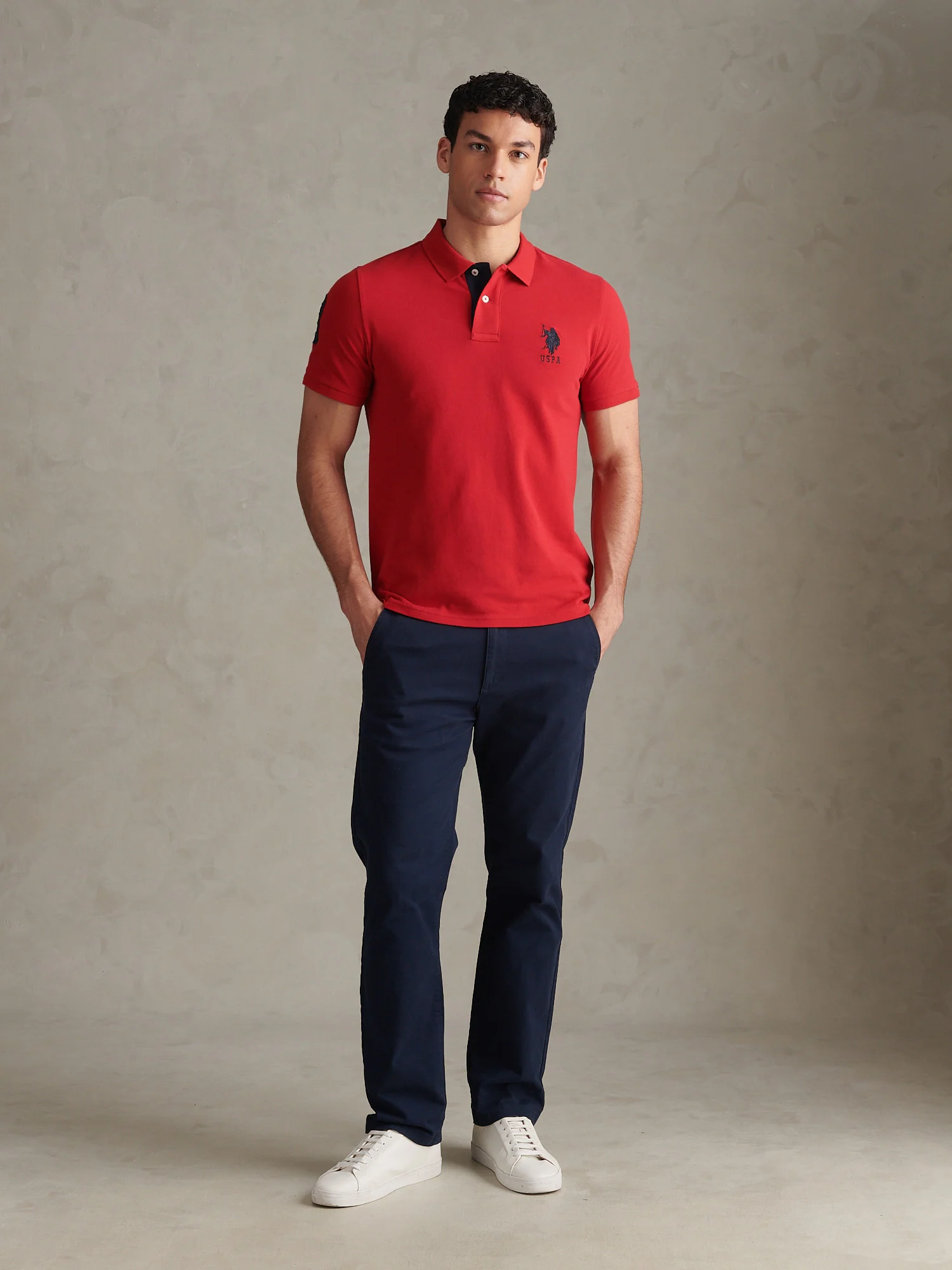 Mens Player 3 Polo Shirt Haute Red - Image 3