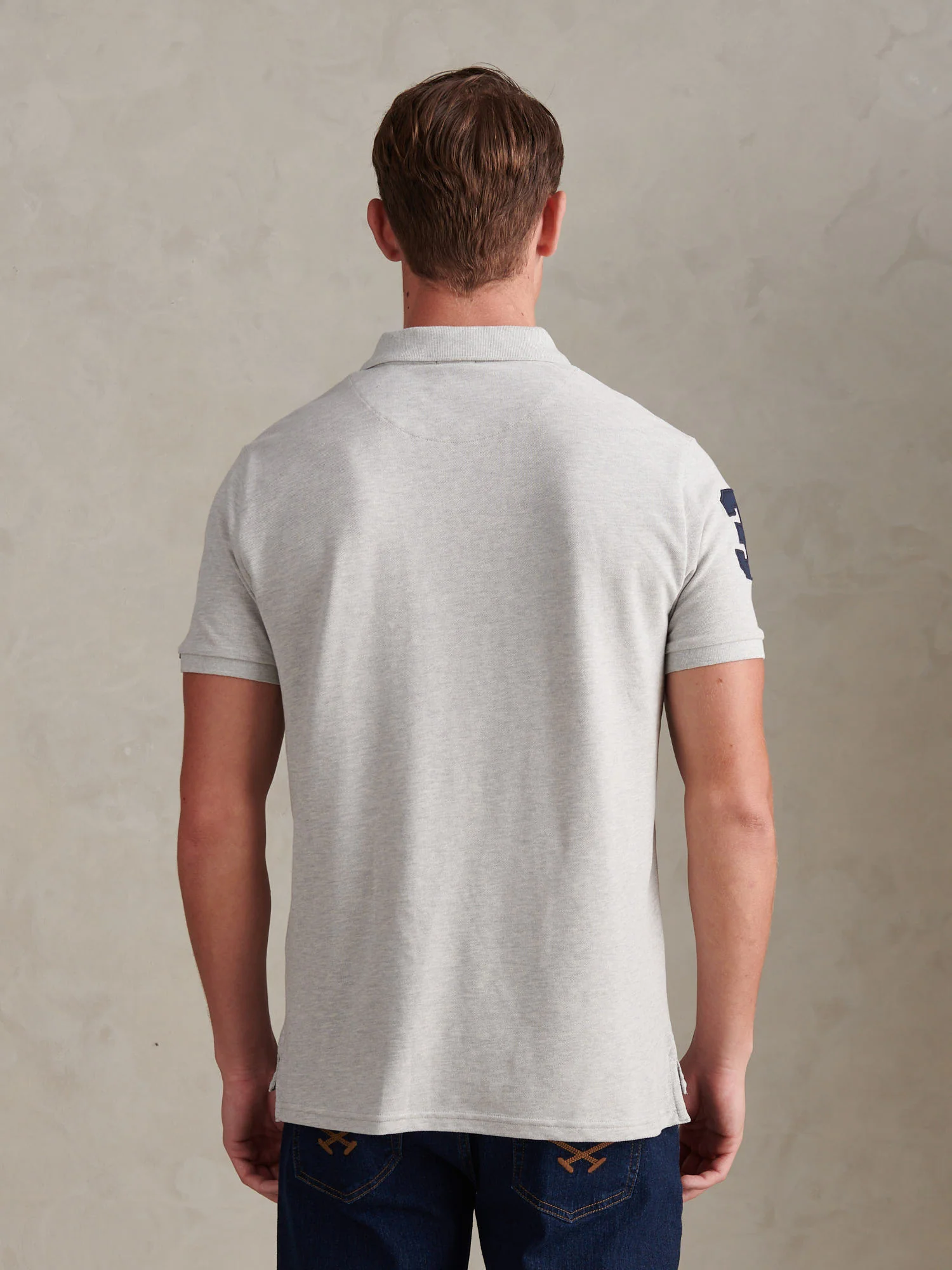 Mens Player 3 Polo Shirt Mid Grey Marl - Image 4