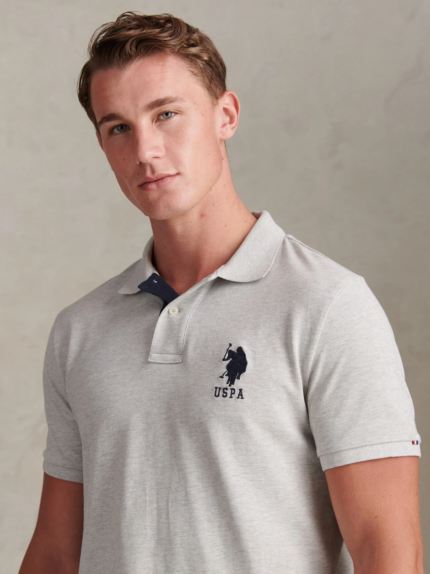 Mens Player 3 Polo Shirt Mid Grey Marl - Image 5