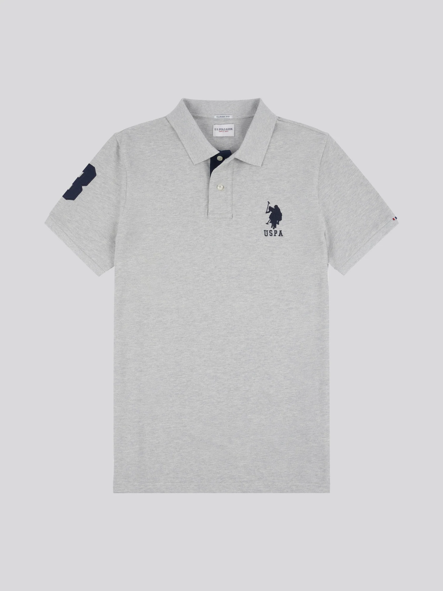 Mens Player 3 Polo Shirt Mid Grey Marl - Image 7