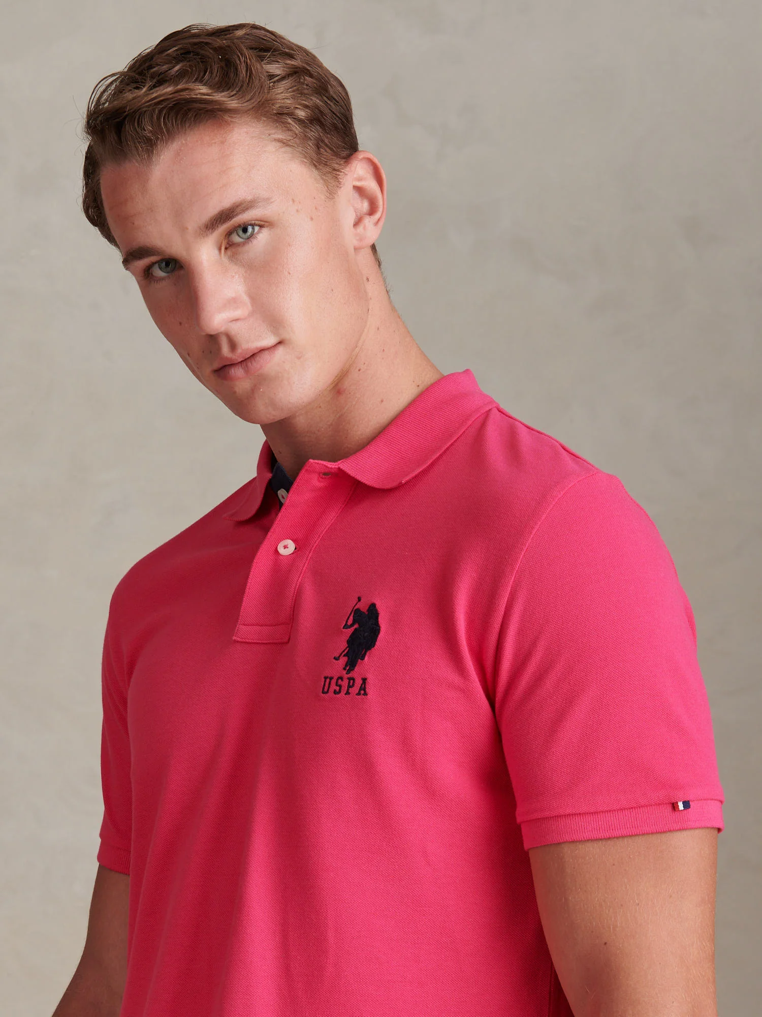 Mens Player 3 Polo Shirt Raspberry Sorbet - Image 5