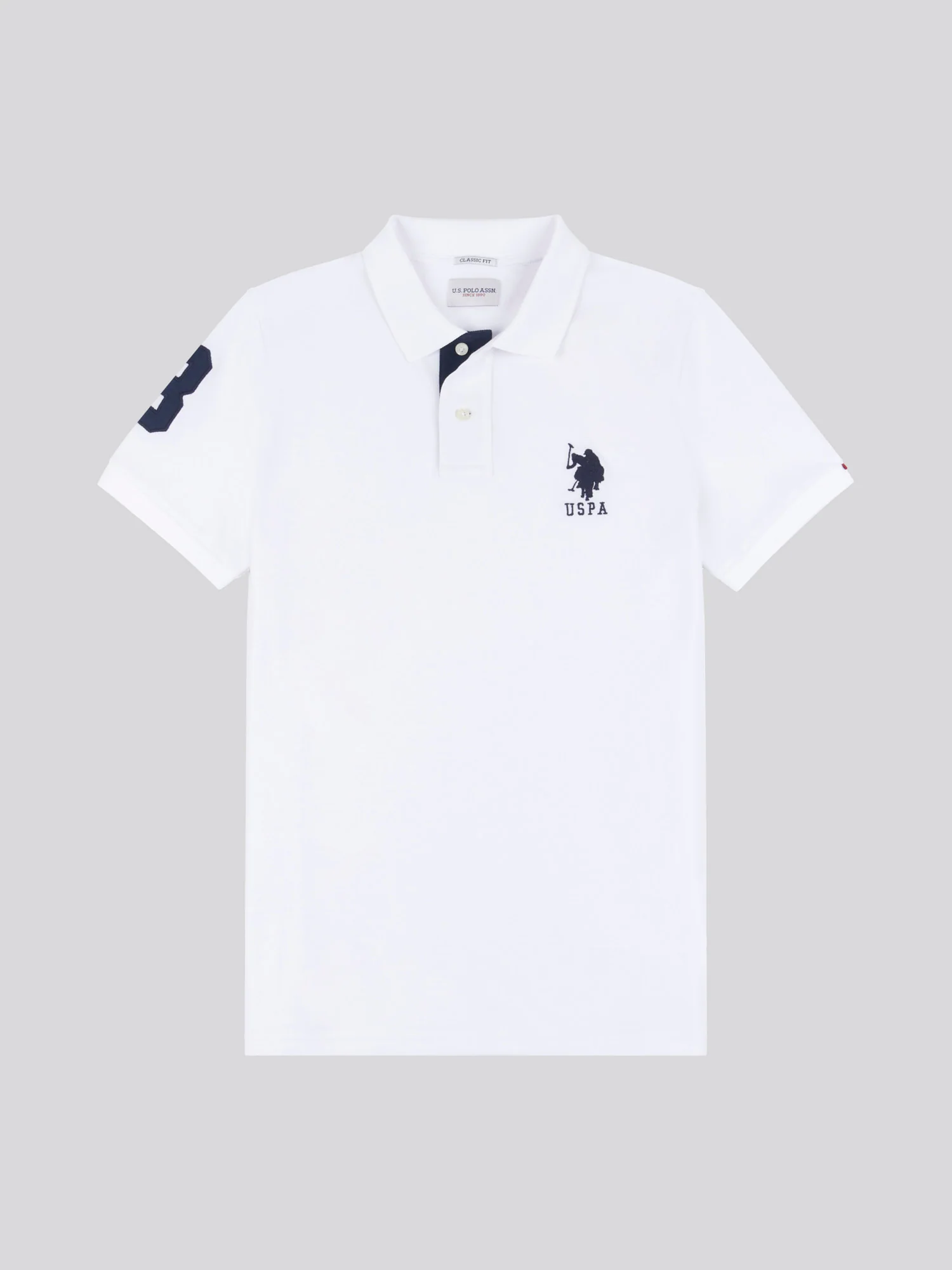 Mens Player 3 Polo Shirt White / Dark Sapphire Navy DHM - Image 6