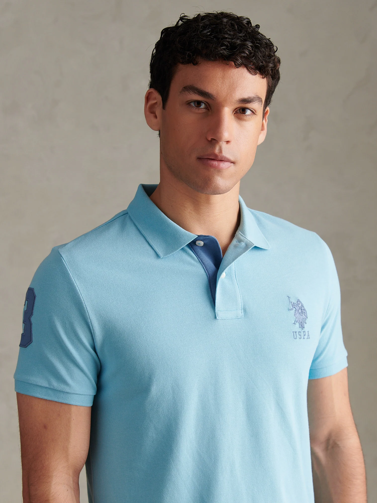 Mens Player 3 Polo Shirt Air Blue - Image 2