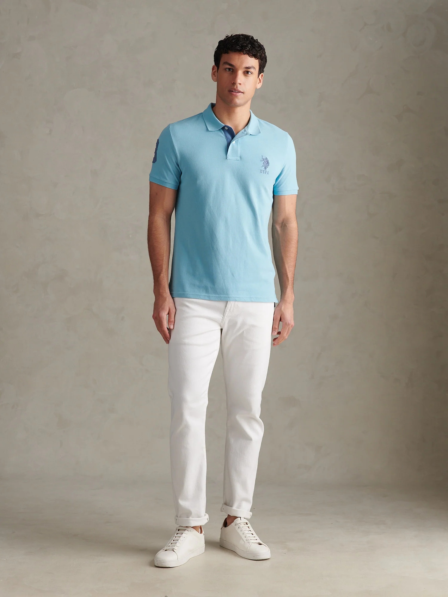 Mens Player 3 Polo Shirt Air Blue - Image 3