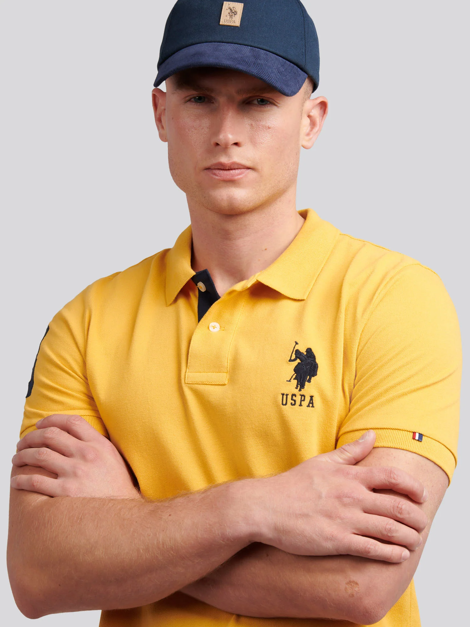 Mens Player 3 Polo Shirt Golden Apricot - Image 2