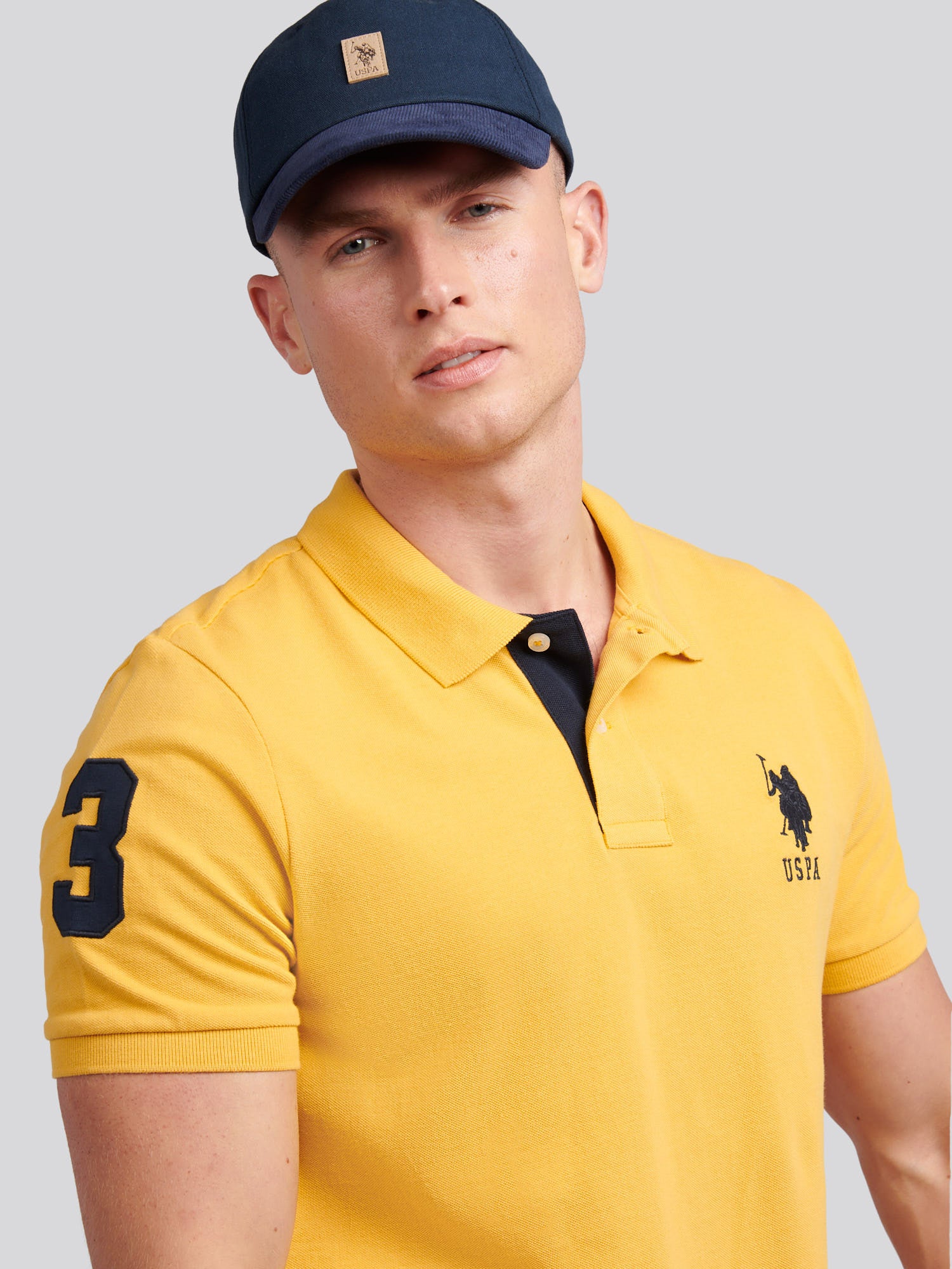 Mens Player 3 Polo Shirt Golden Apricot - Image 5