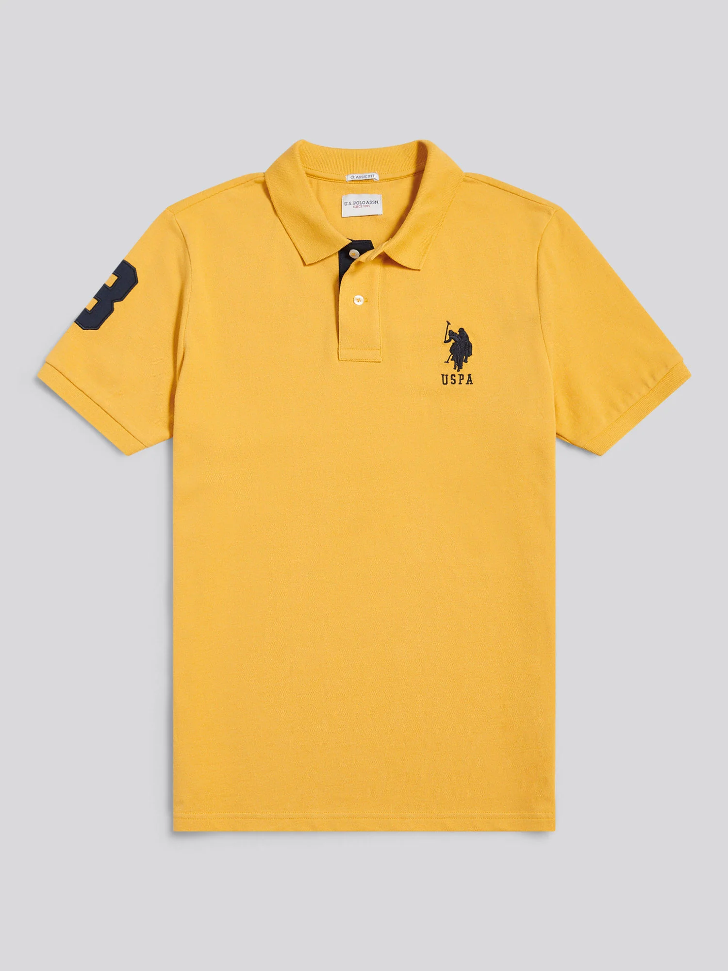 Mens Player 3 Polo Shirt Golden Apricot - Image 6