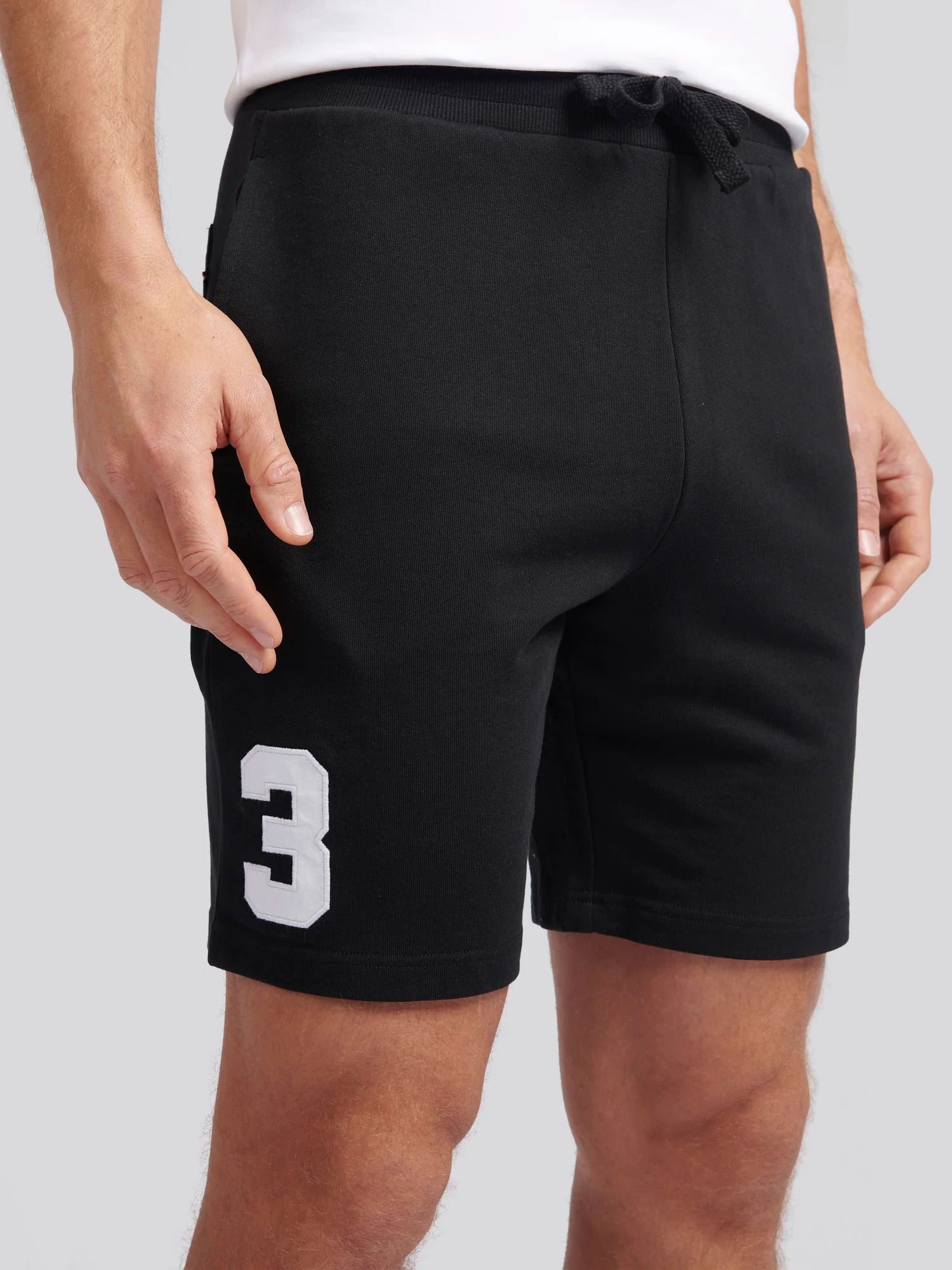 Mens Player 3 Sweat Shorts Black Bright White DHM - Image 5