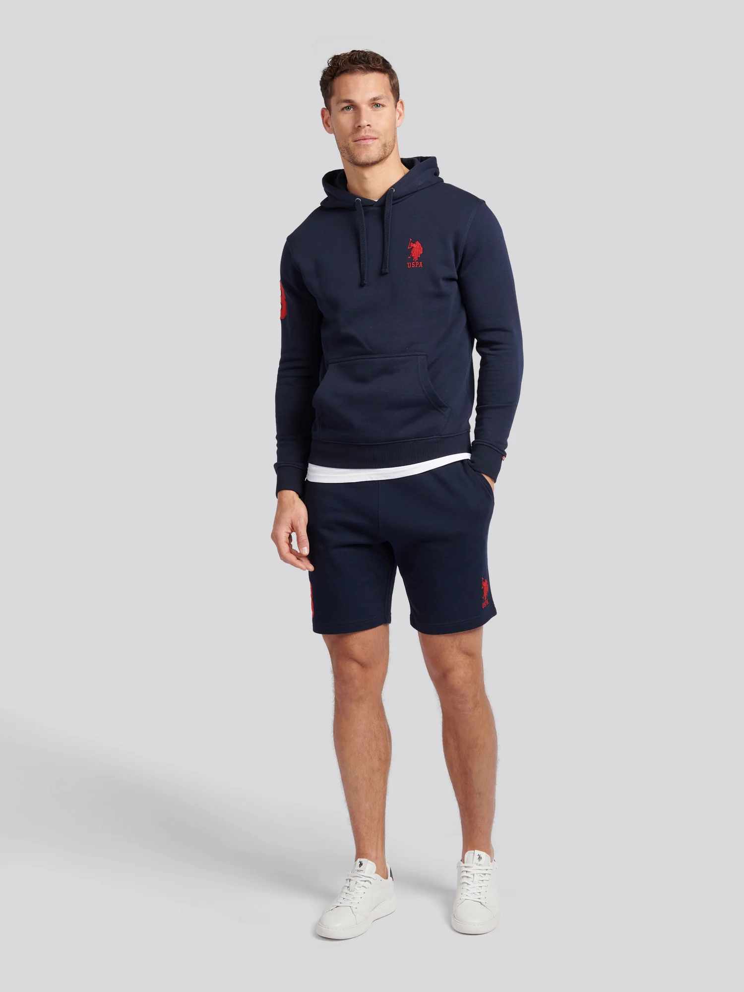 Mens Player 3 Sweat Shorts Dark Sapphire Navy / Haute Red DHM - Image 3