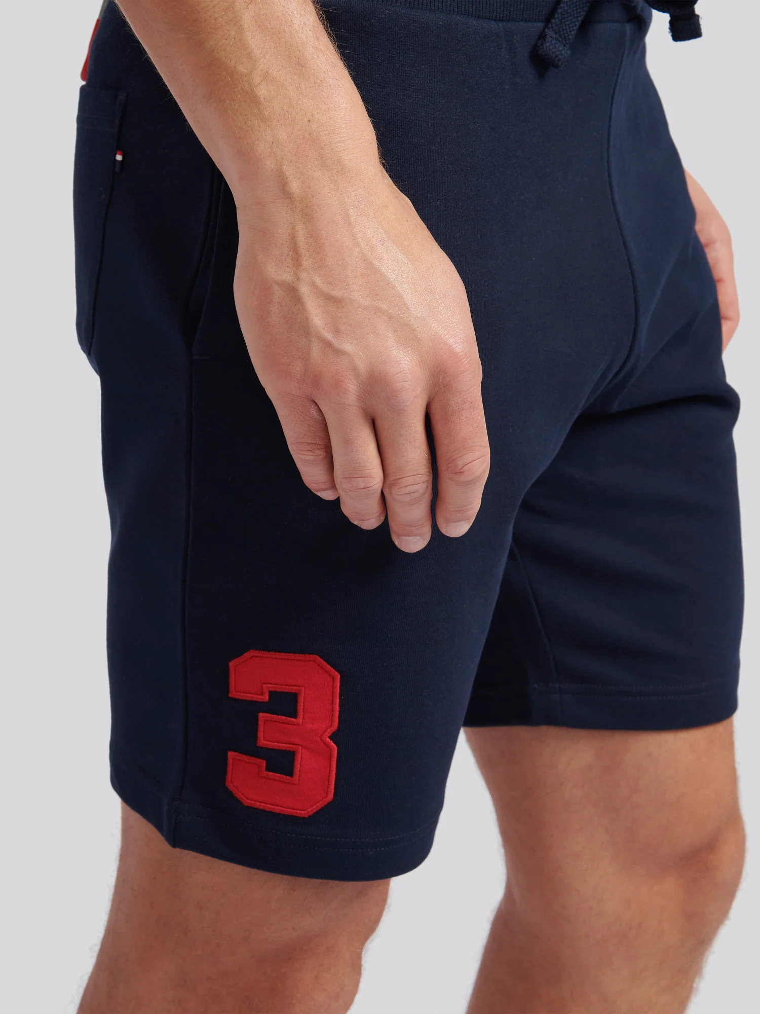 Mens Player 3 Sweat Shorts Dark Sapphire Navy / Haute Red DHM - Image 5
