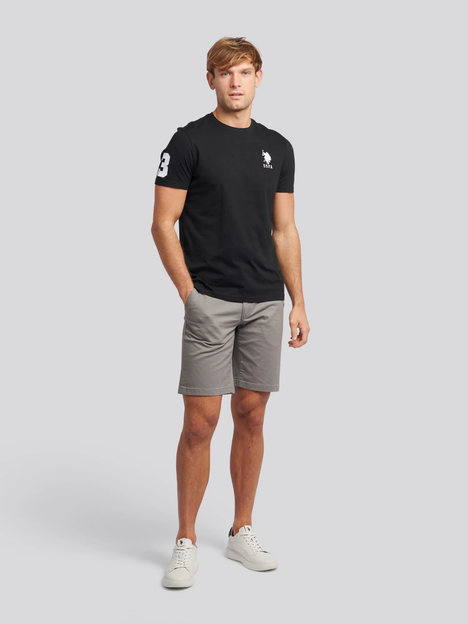 Mens Player 3 T-Shirt Black Bright White DHM - Image 3