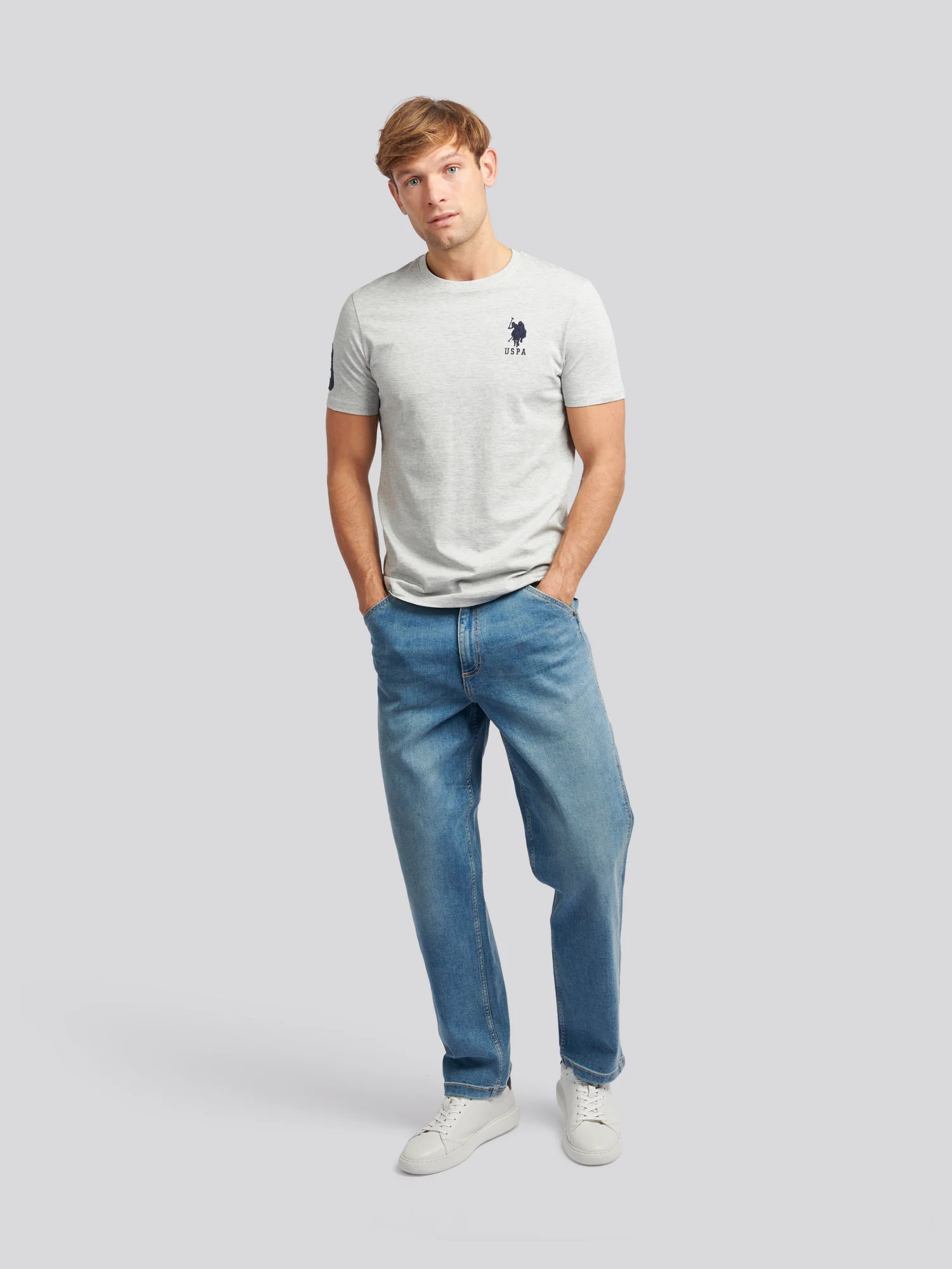 Mens Player 3 T-Shirt Mid Grey Marl - Image 3