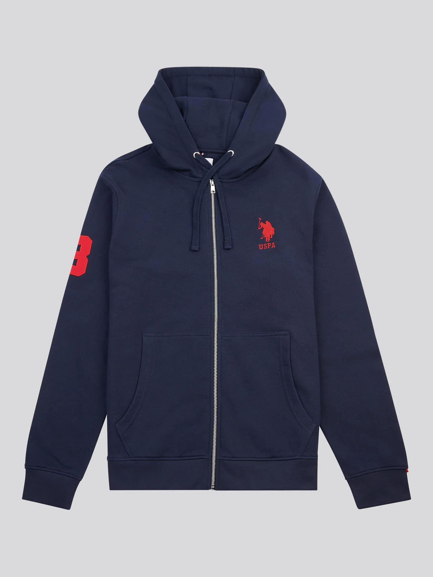 Mens Player 3 Zip Hoodie in Dark Sapphire Navy / Haute Red DHM - Image 5