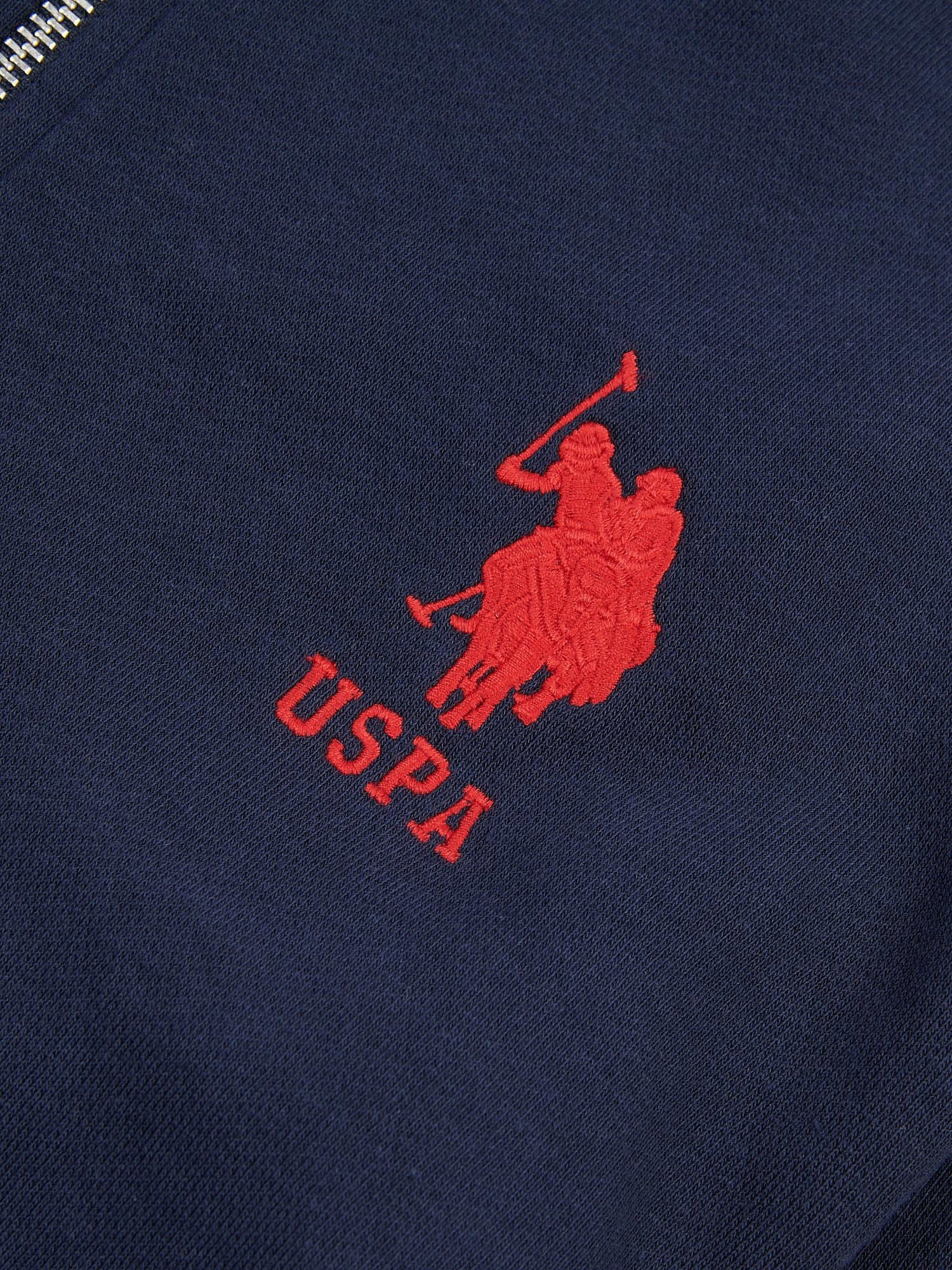 Mens Player 3 Zip Hoodie in Dark Sapphire Navy / Haute Red DHM - Image 7