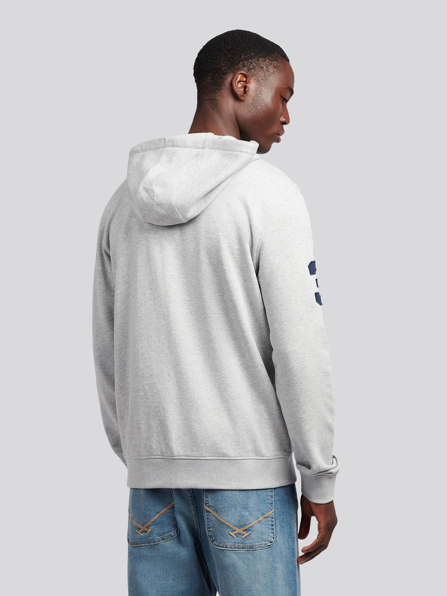 Mens Player 3 Zip Hoodie in Mid Grey Marl - Image 2