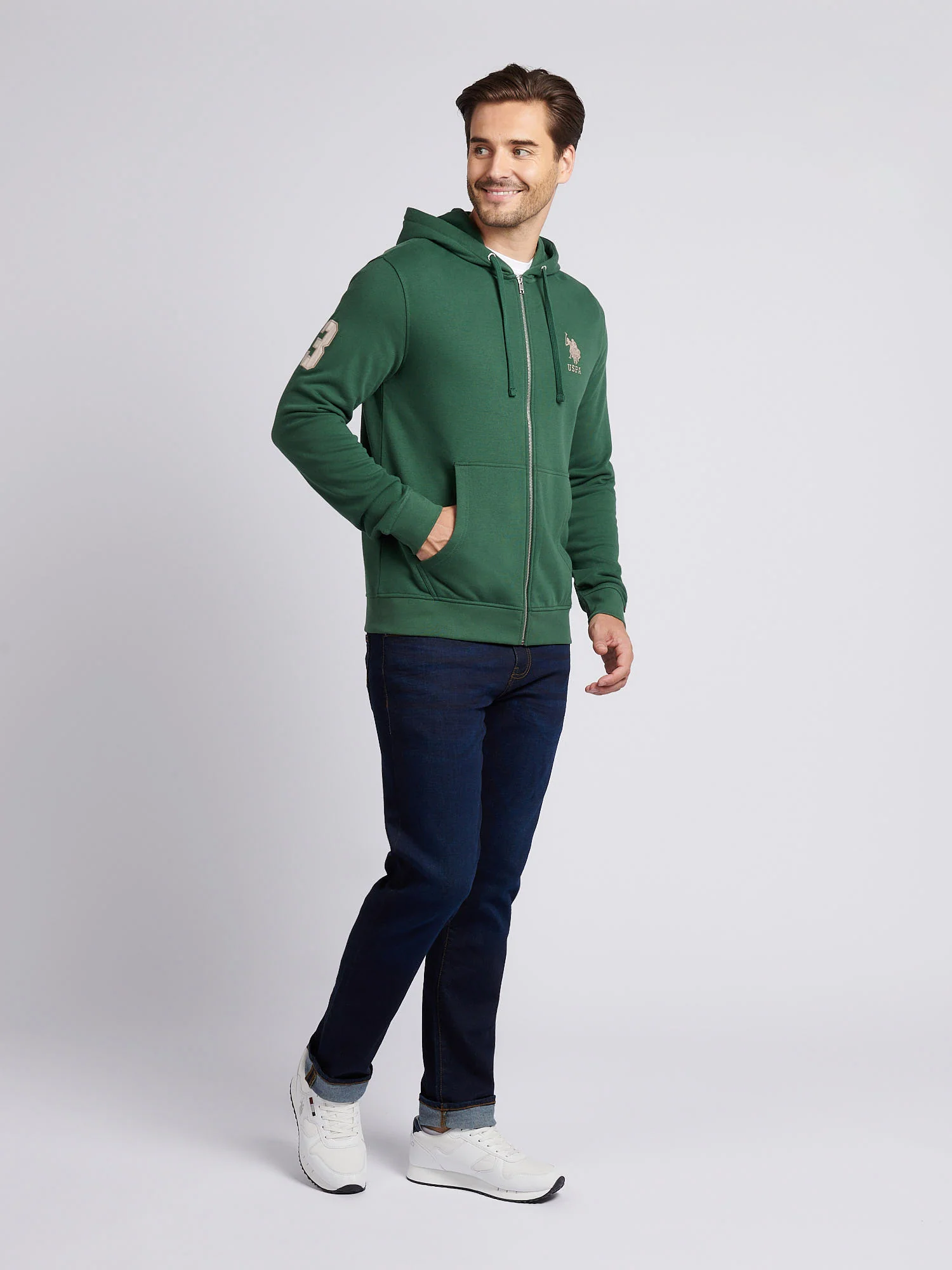 Mens Player 3 Zip Hoodie in Pineneedle - Image 3
