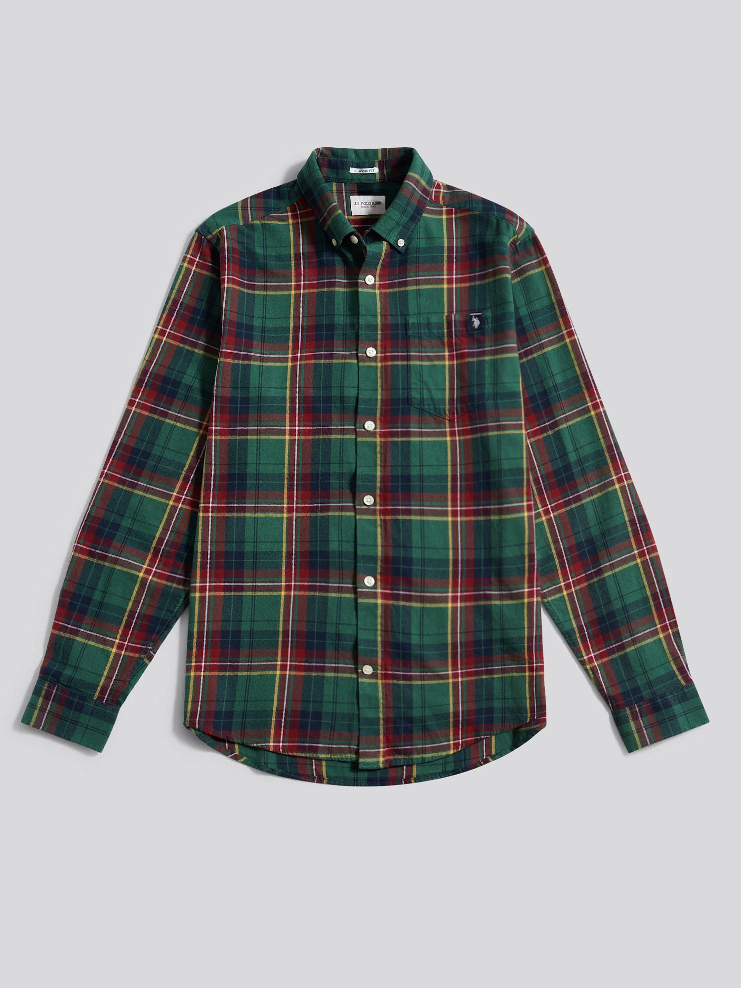 Mens Pocketed Checked Buttondown Shirt in Pineneedle - Image 6