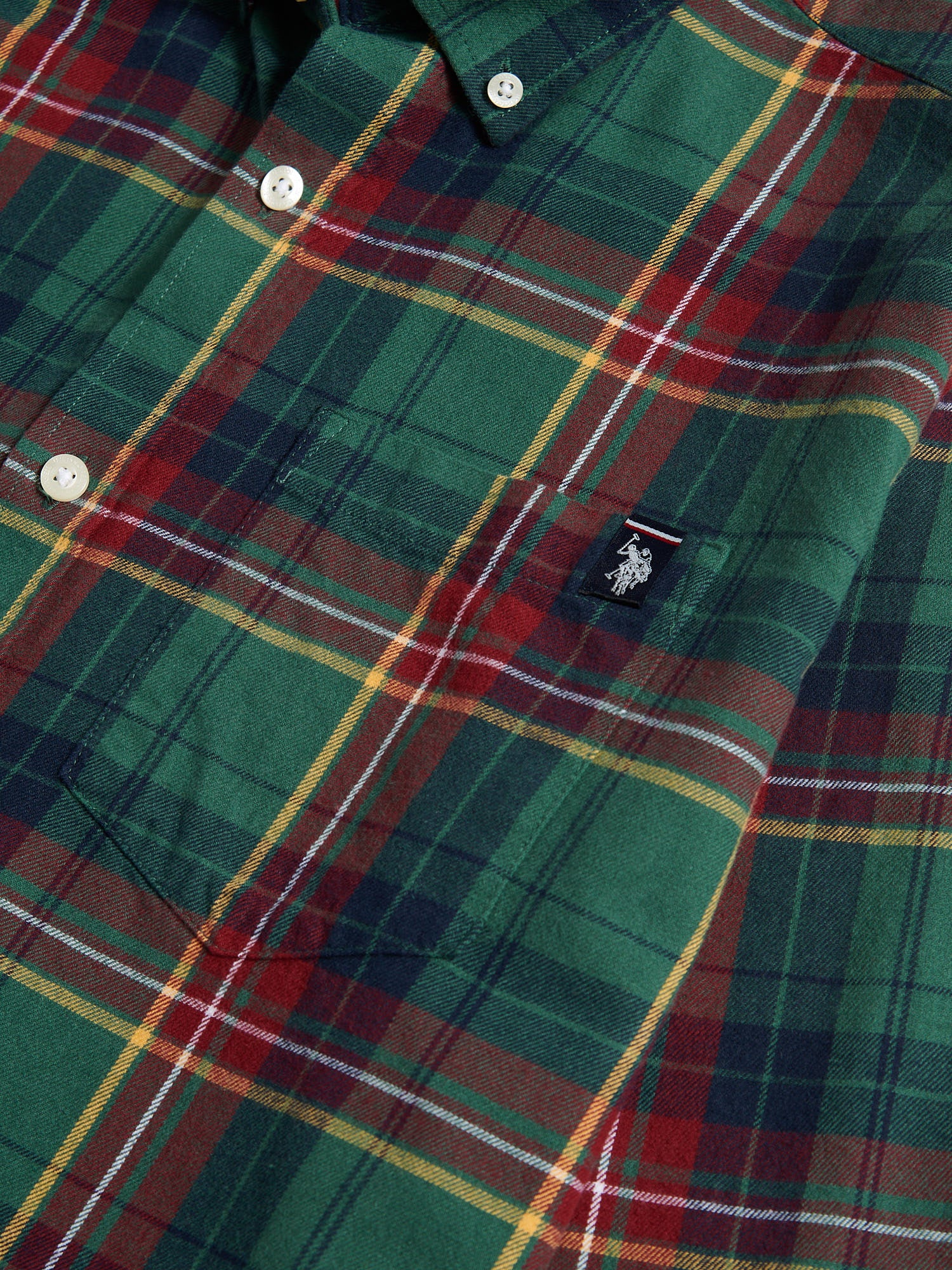 Mens Pocketed Checked Buttondown Shirt in Pineneedle - Image 8