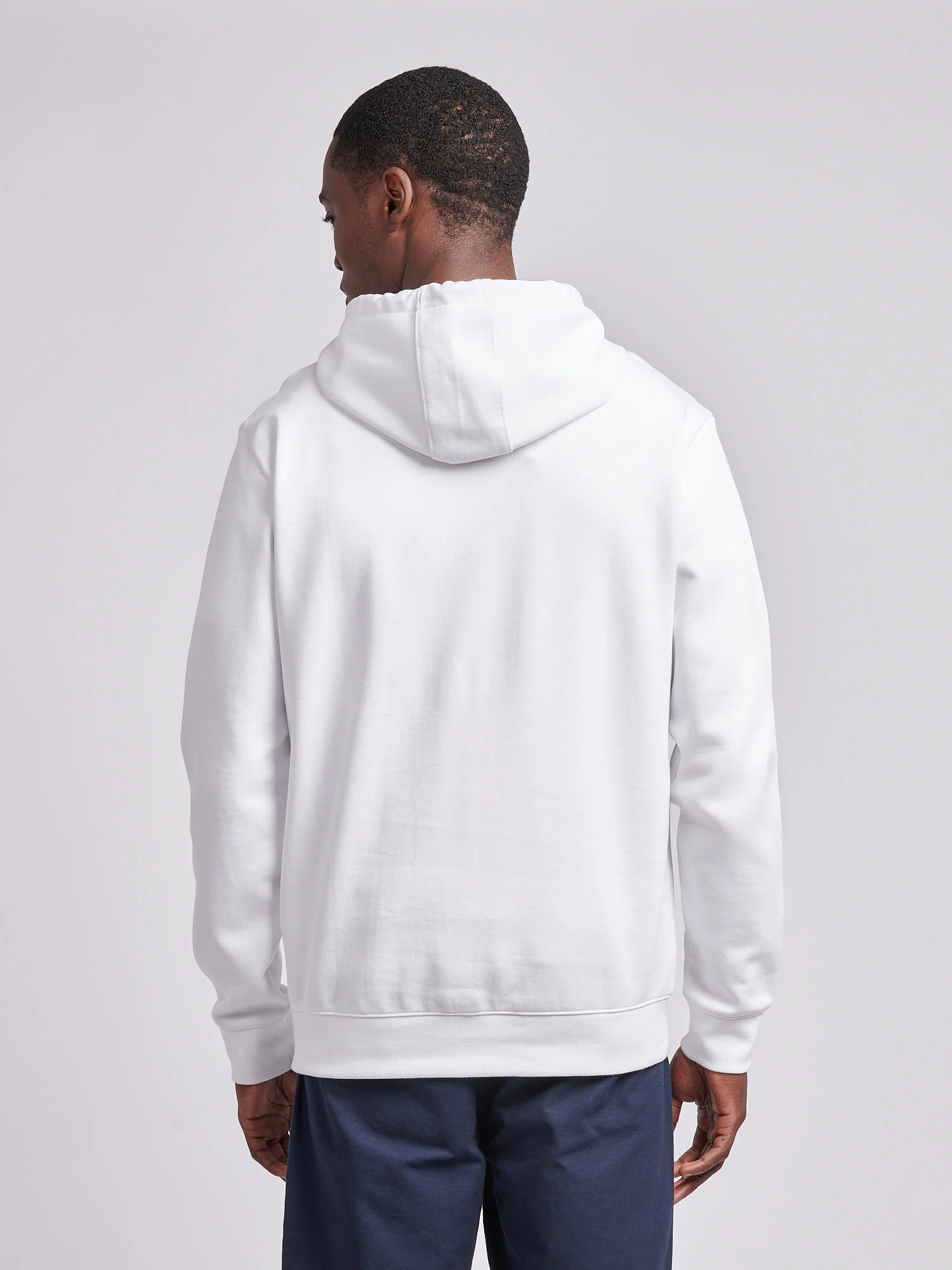 Mens Premium Print Interlock Hoodie in Bright White - Image 4