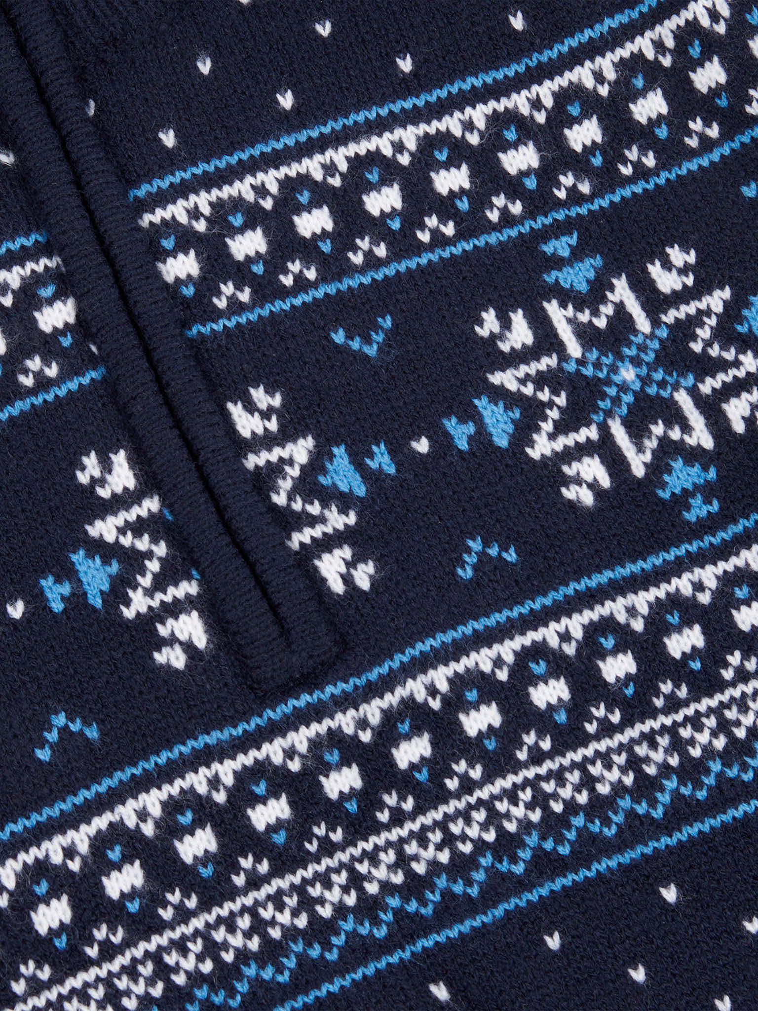 Mens Quarter Zip Fair Isle Sweatshirt in Navy Blue - Image 7