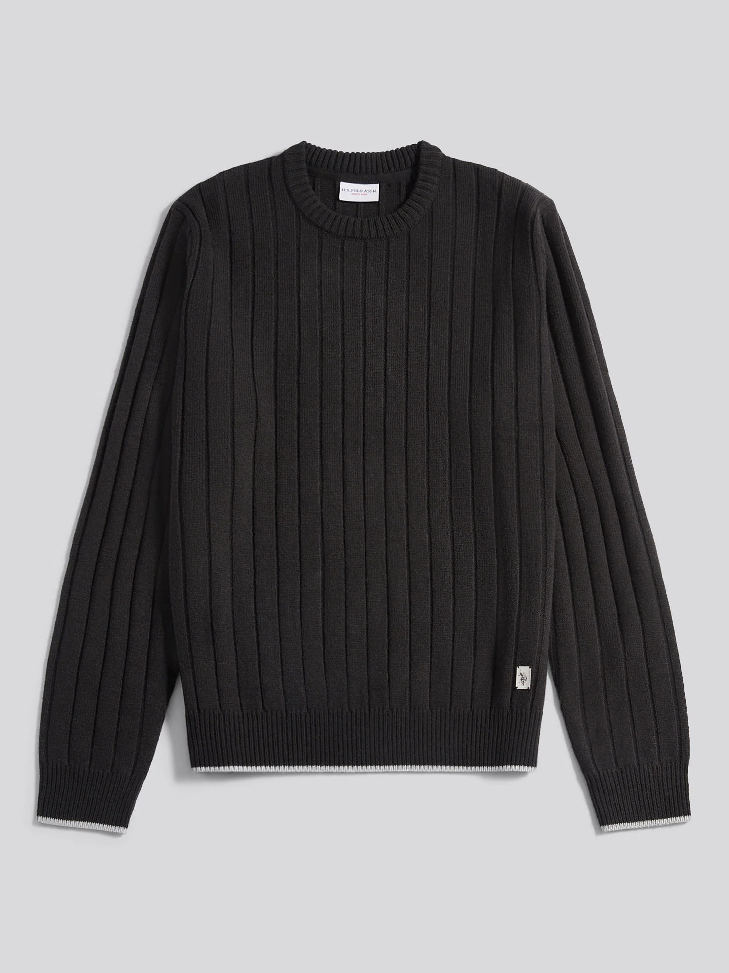 Mens Rib Knit Crew in Black - Image 5