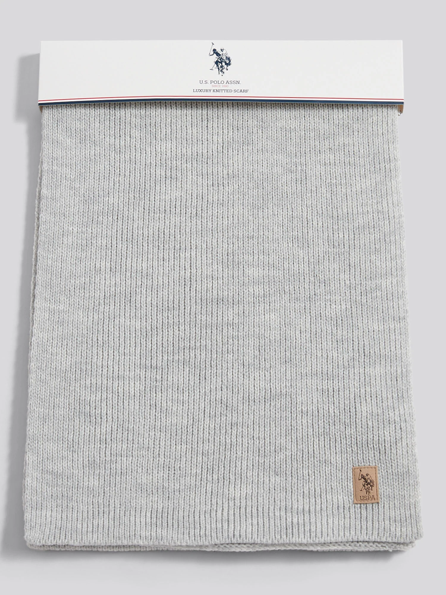 Mens Rib Knit Scarf in Mid Grey Marl