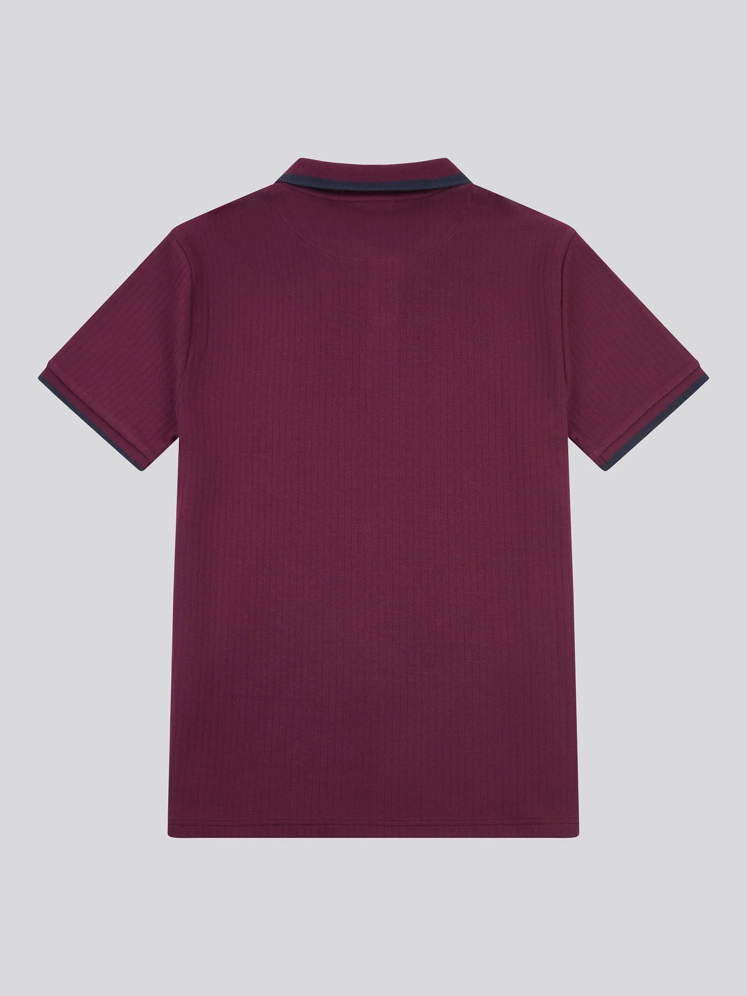 Mens Rib Texture Polo Shirt in Grape Wine - Image 6