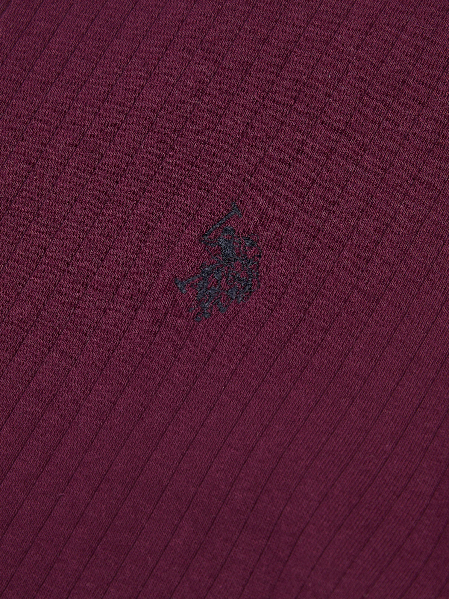 Mens Rib Texture Polo Shirt in Grape Wine - Image 7