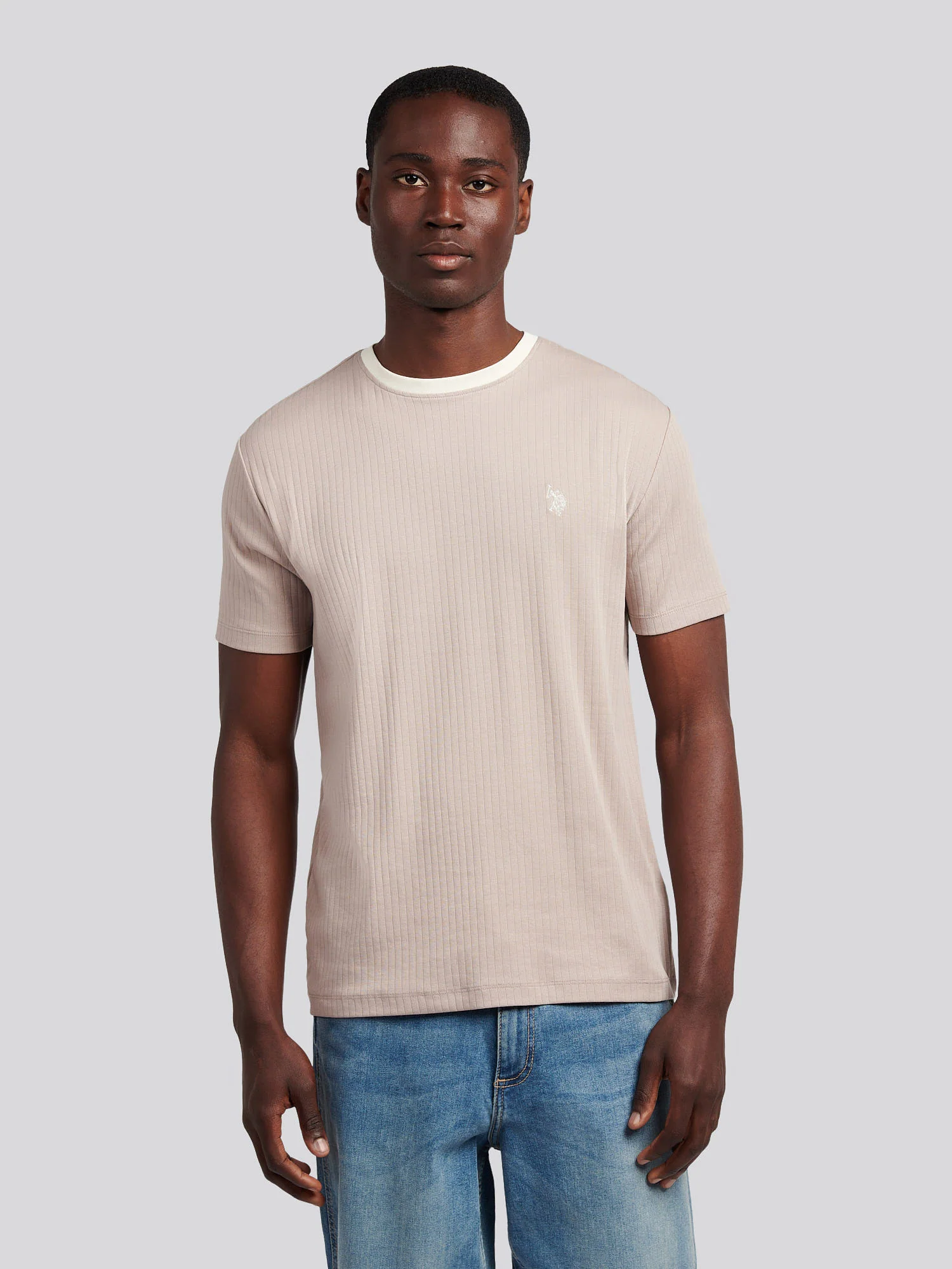 Mens Rib Texture T-Shirt in Atmosphere