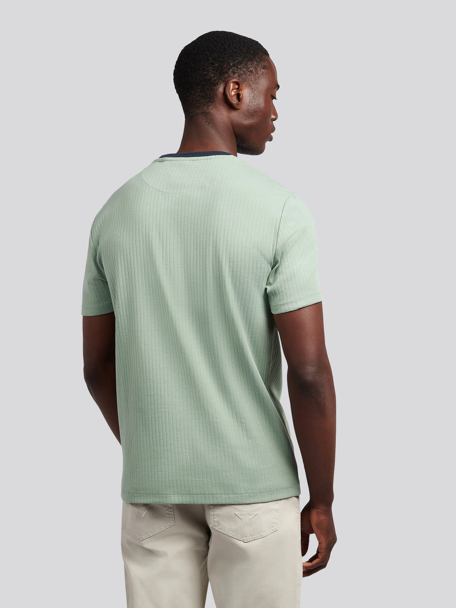 Mens Rib Texture T-Shirt in Iceberg Green - Image 3