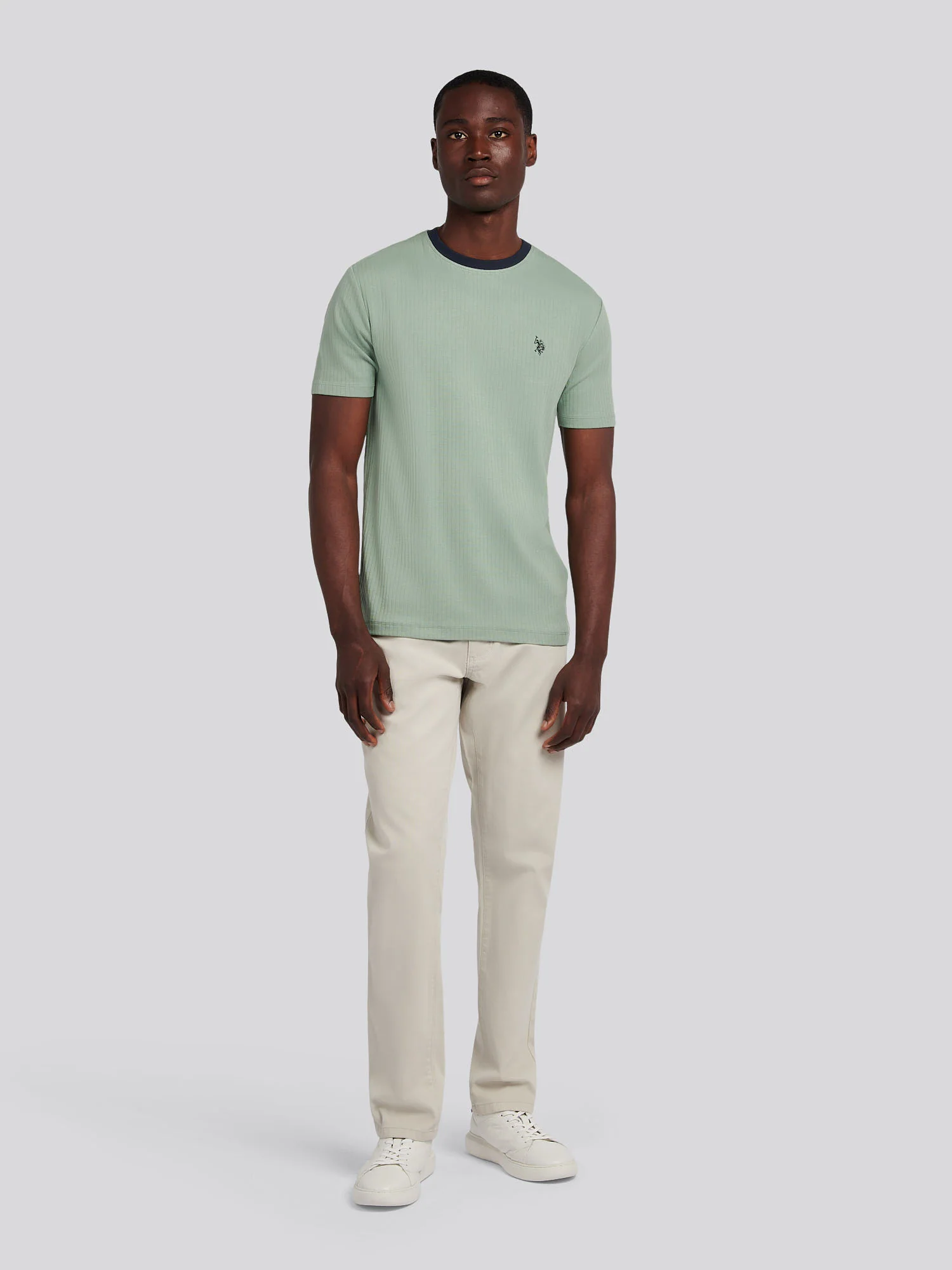 Mens Rib Texture T-Shirt in Iceberg Green - Image 4
