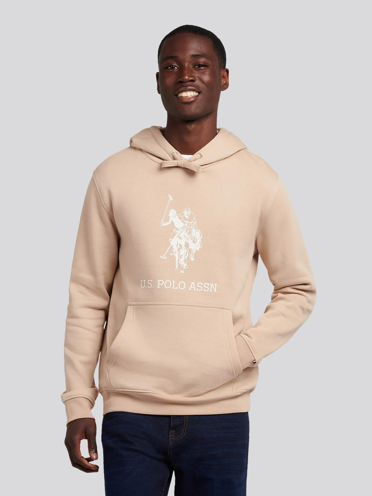 Mens Rider Brush Back Hoodie in Doeskin