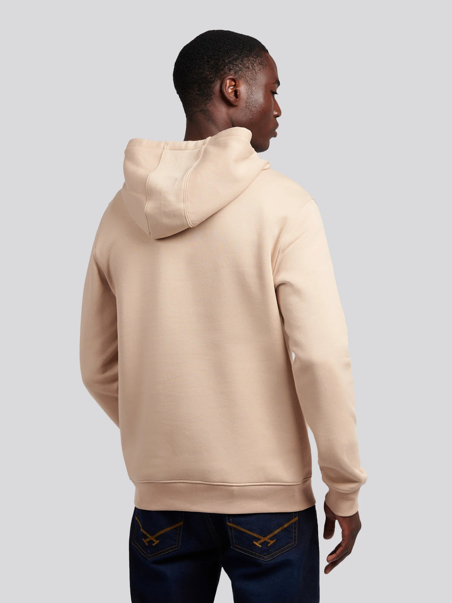 Mens Rider Brush Back Hoodie in Doeskin - Image 3