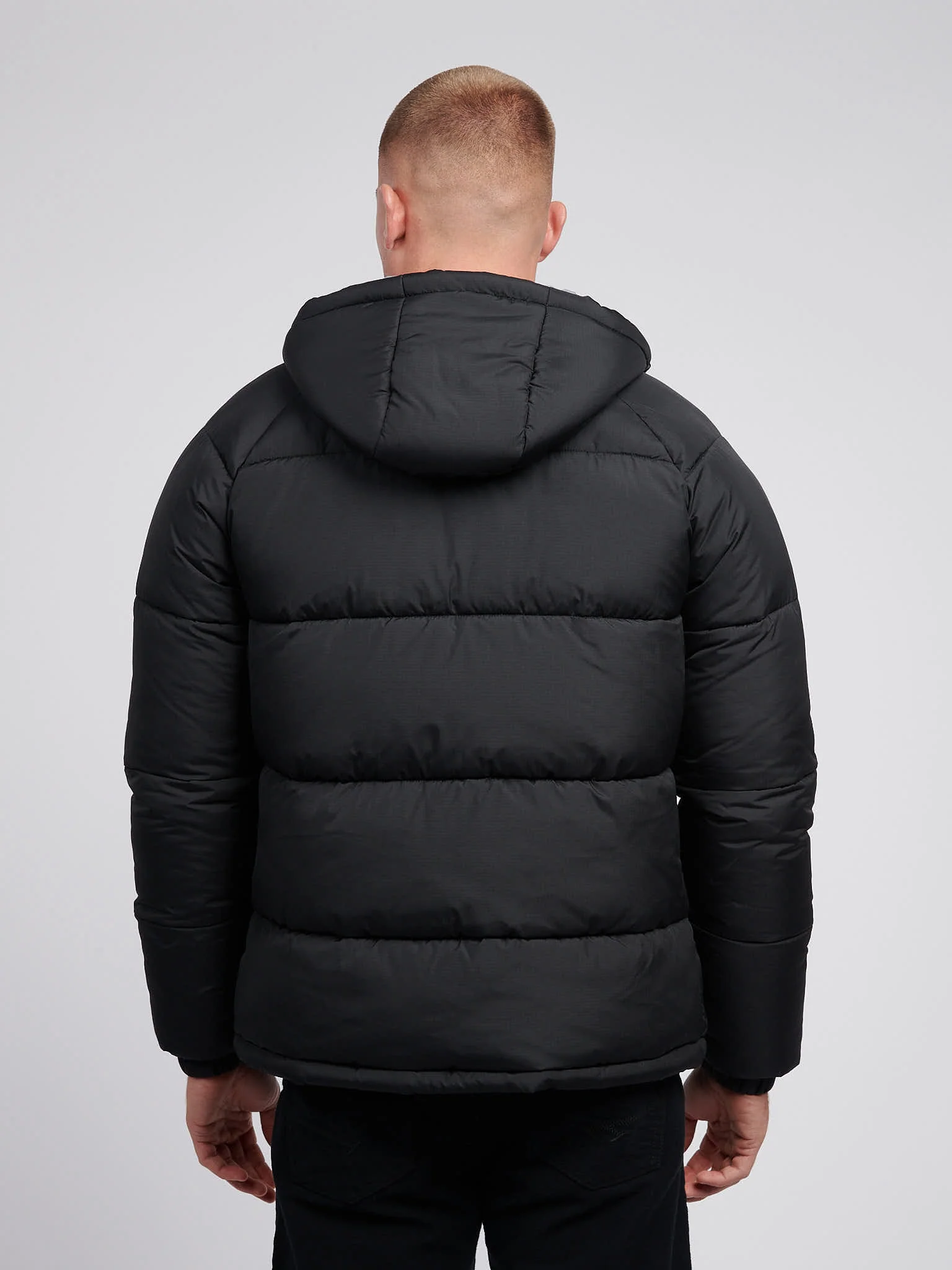 Mens Ripstop Hooded Puffer Jacket in Black - Image 4