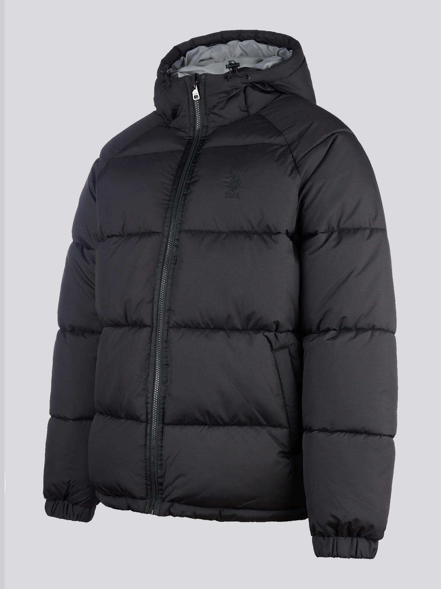 Mens Ripstop Hooded Puffer Jacket in Black - Image 8