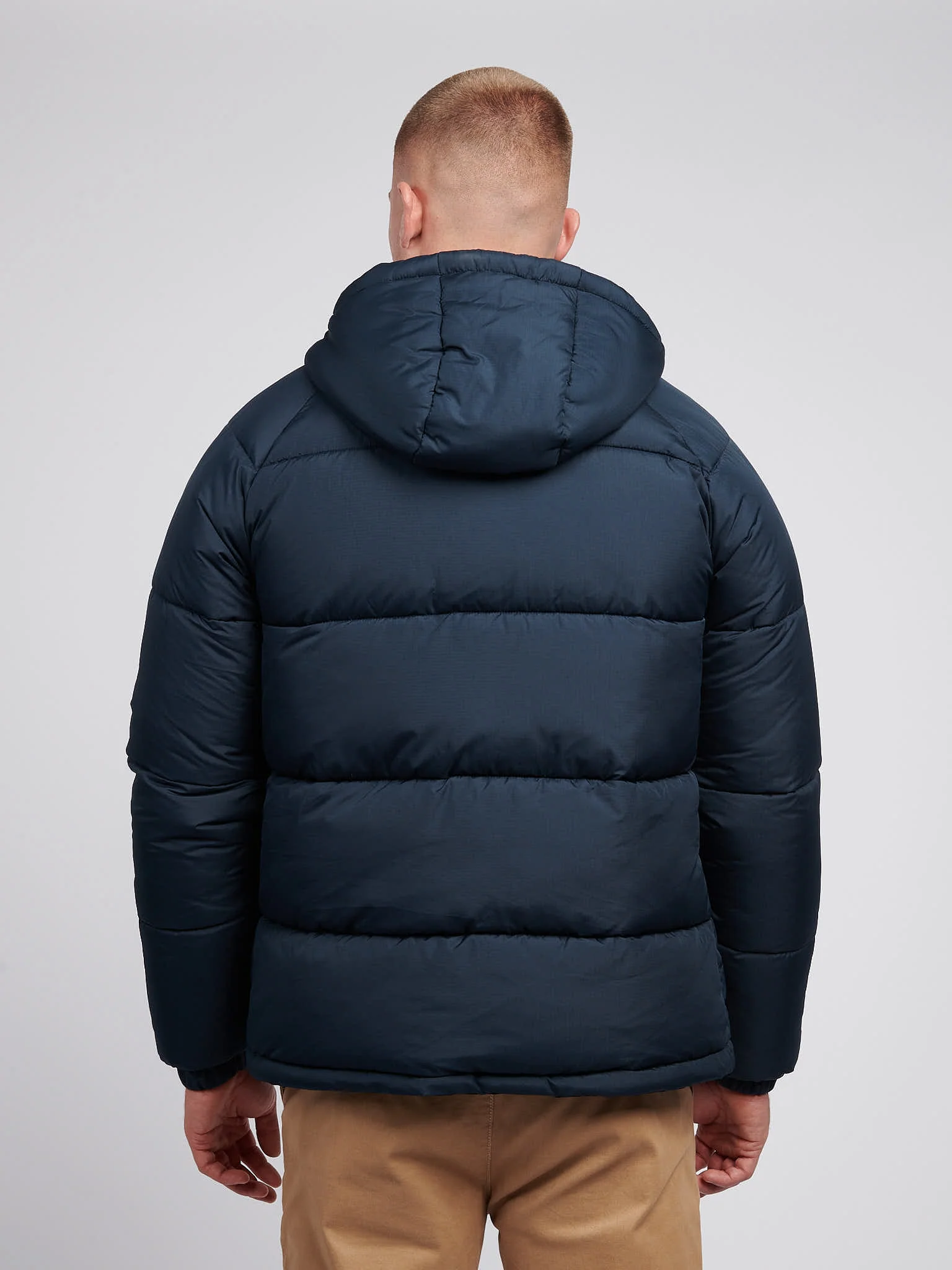 Mens Ripstop Hooded Puffer Jacket in Dark Sapphire Navy - Image 4