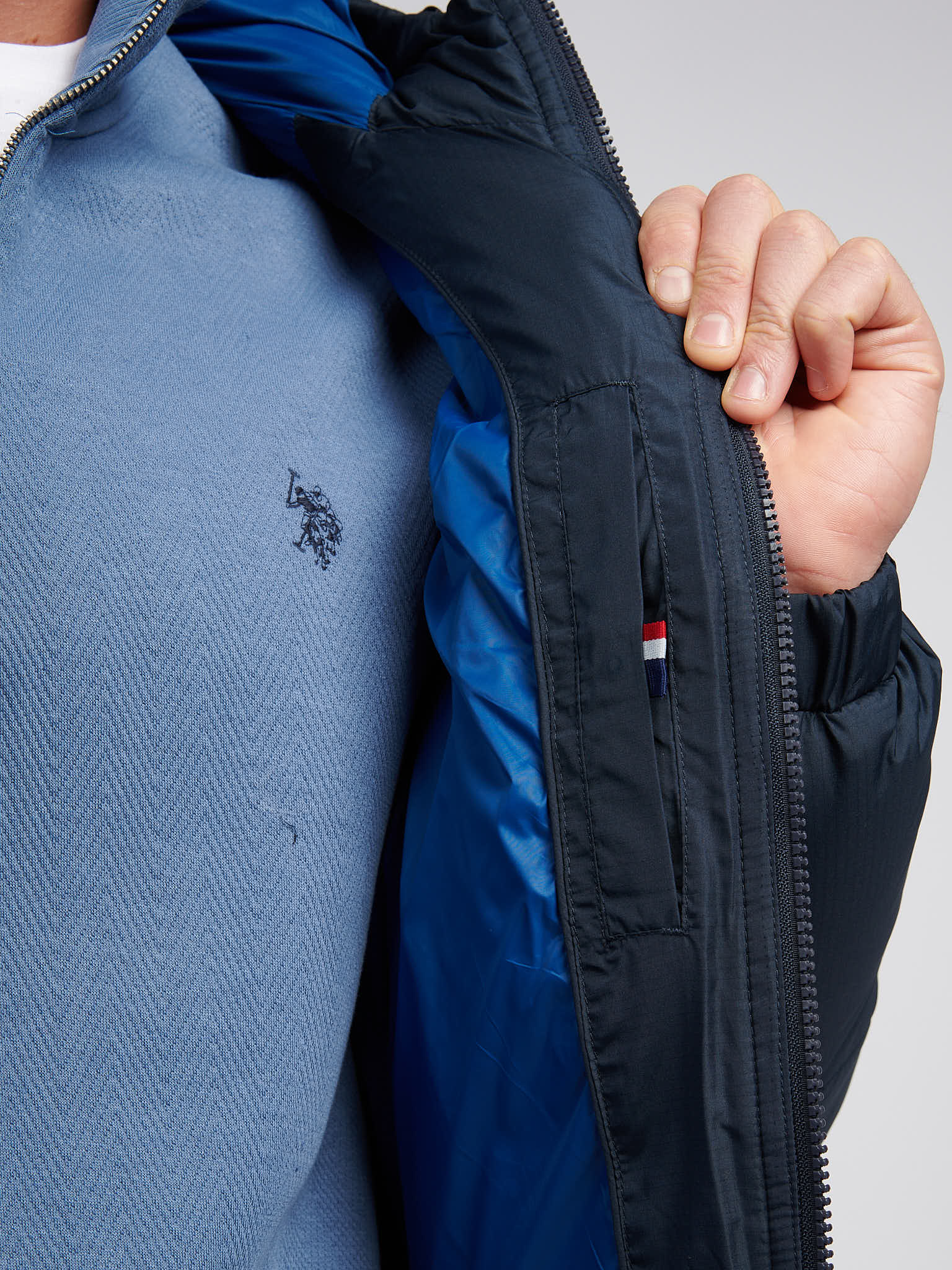 Mens Ripstop Hooded Puffer Jacket in Dark Sapphire Navy - Image 5