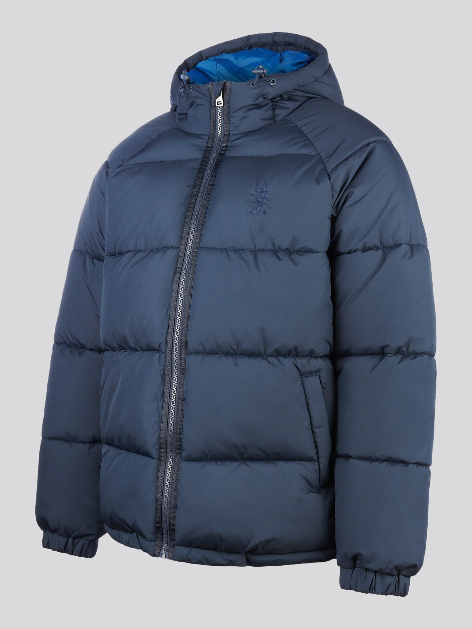 Mens Ripstop Hooded Puffer Jacket in Dark Sapphire Navy - Image 7