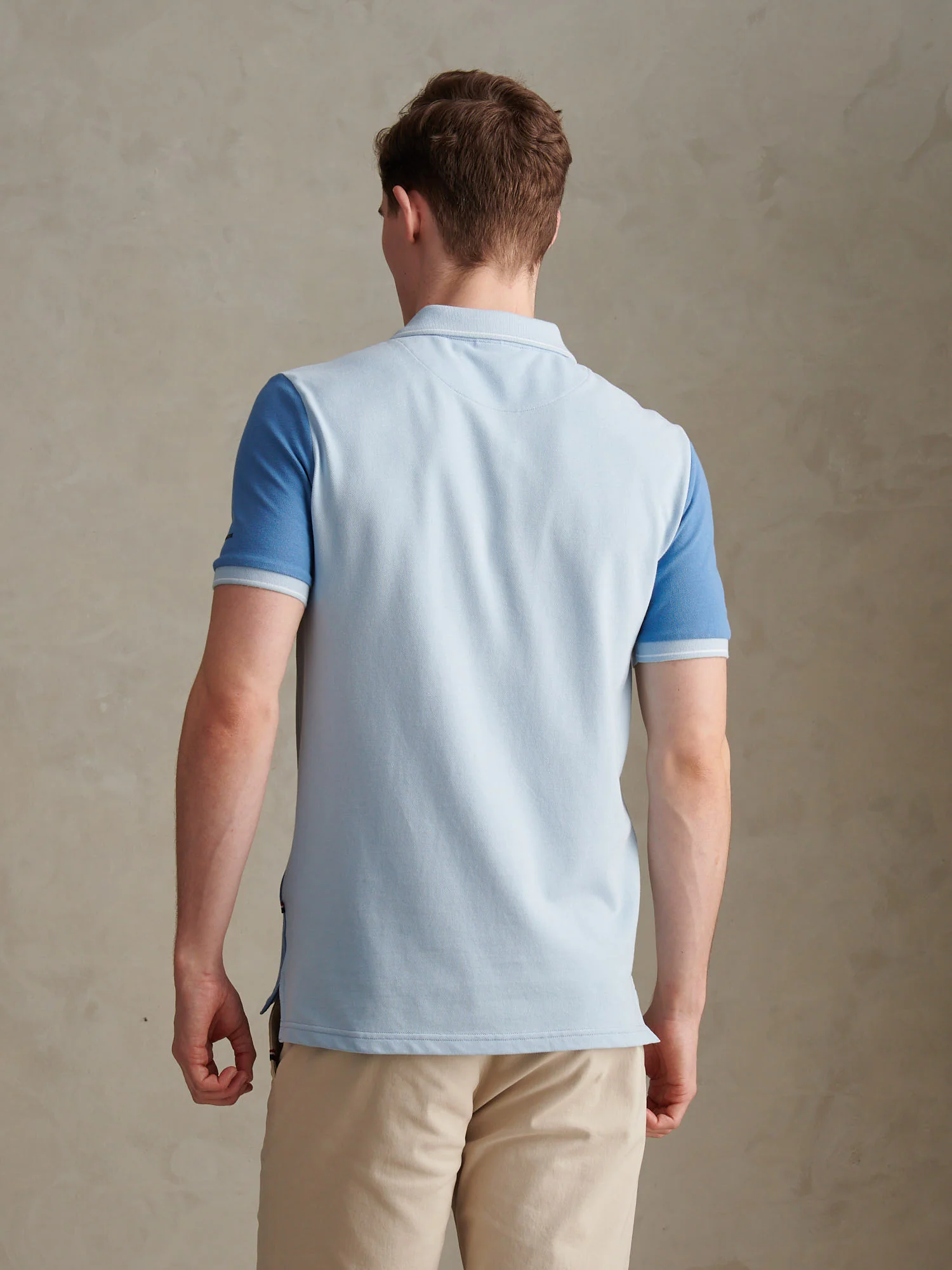 Mens Sash Pique Polo Shirt Chambray Blue - Image 4