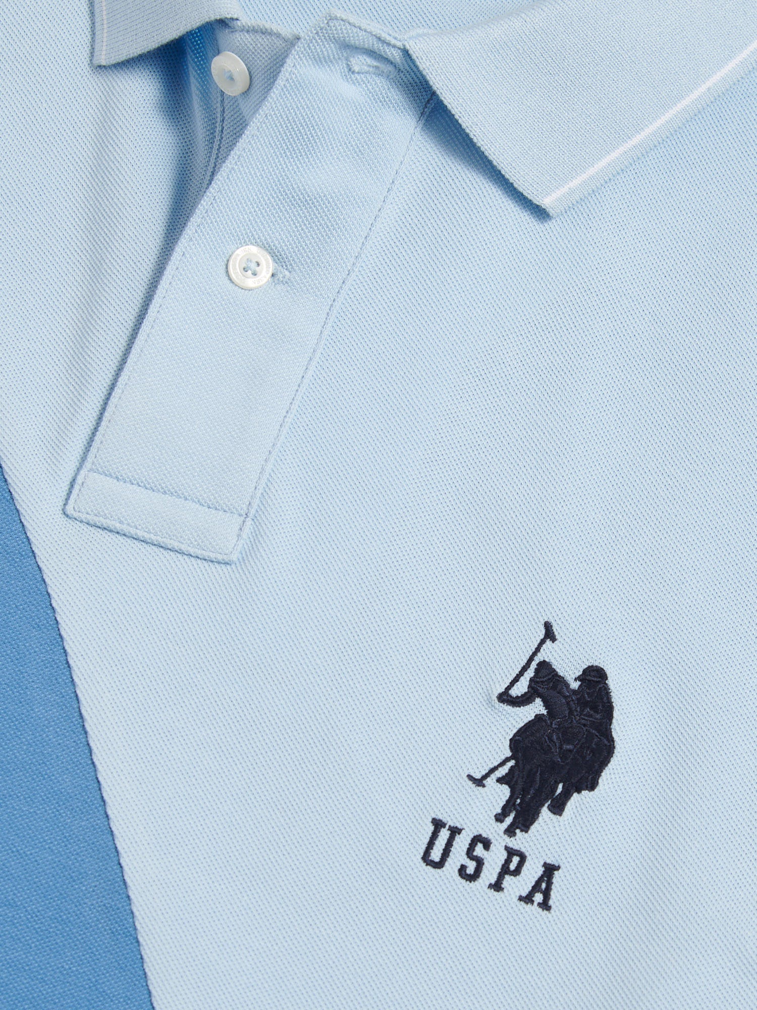 Mens Sash Pique Polo Shirt Chambray Blue - Image 8