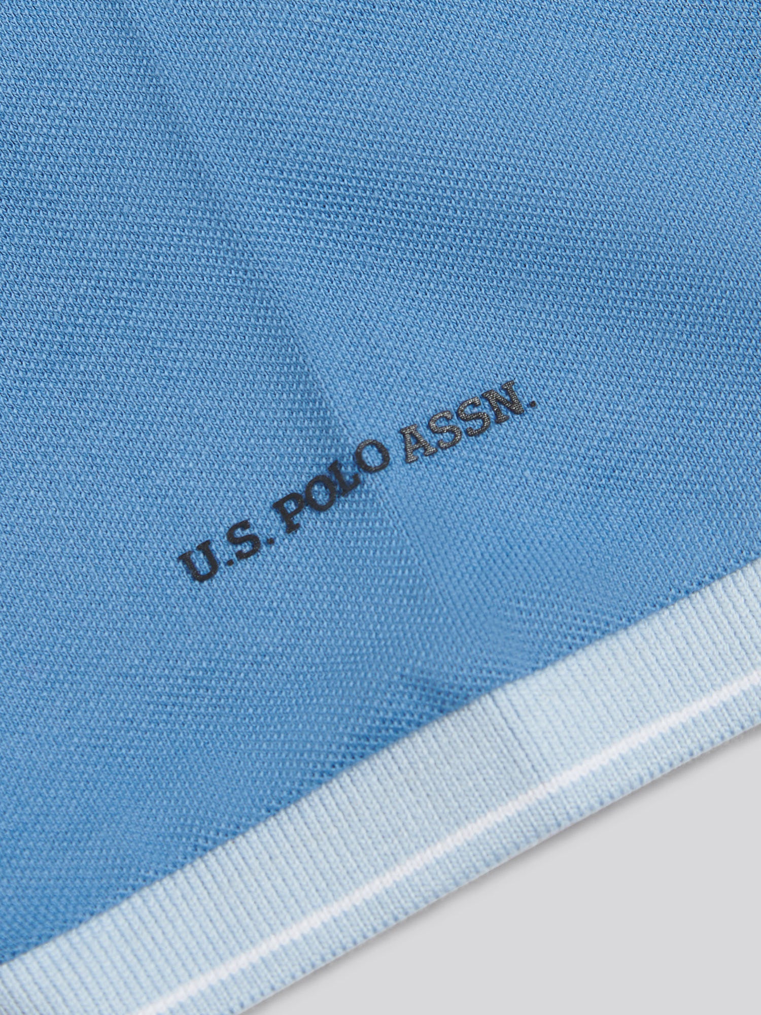 Mens Sash Pique Polo Shirt Chambray Blue - Image 9